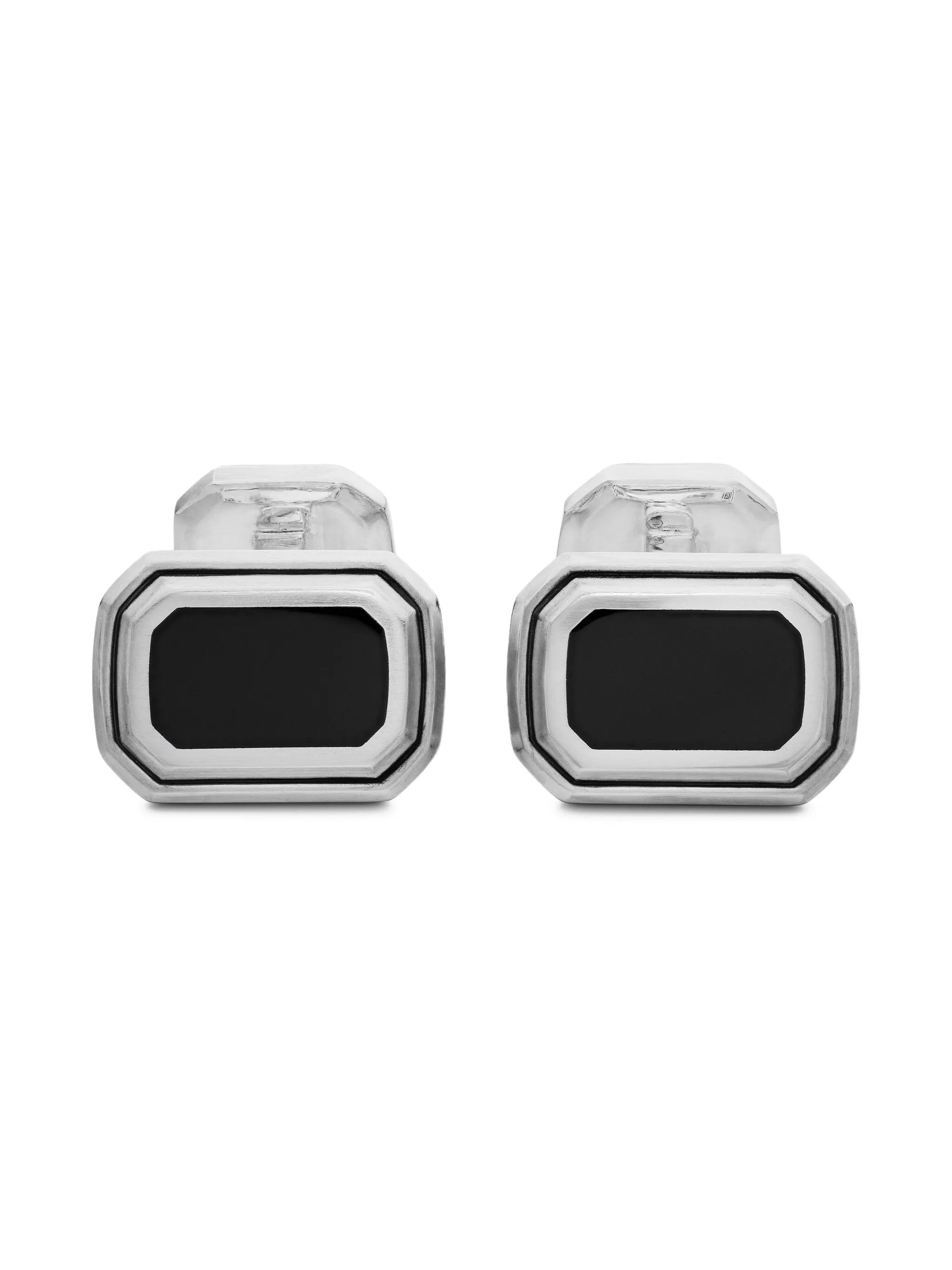 sterling silver Deco onyx cufflinks (17mm)