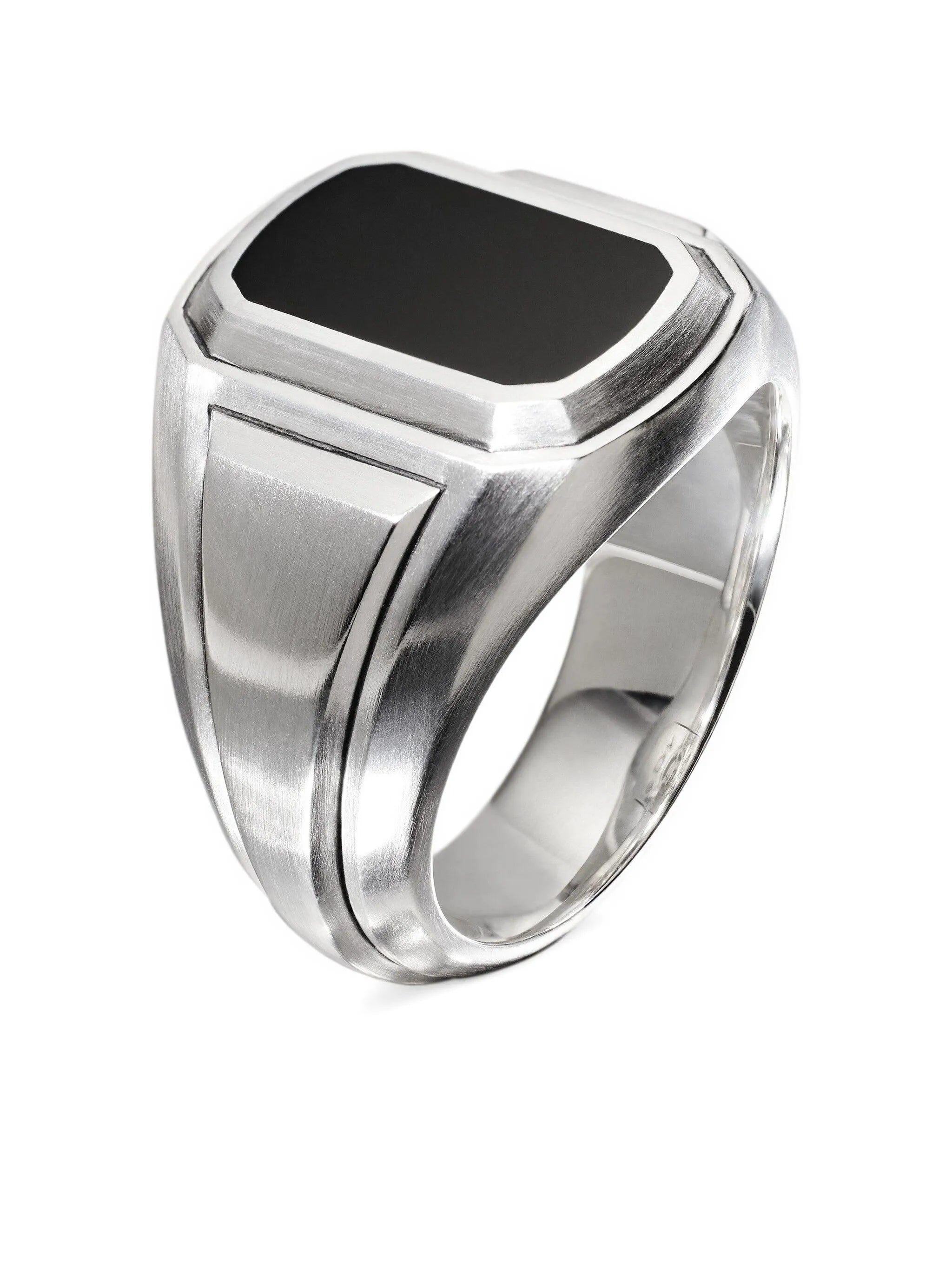 sterling silver Deco onyx signet ring (18.8mm)