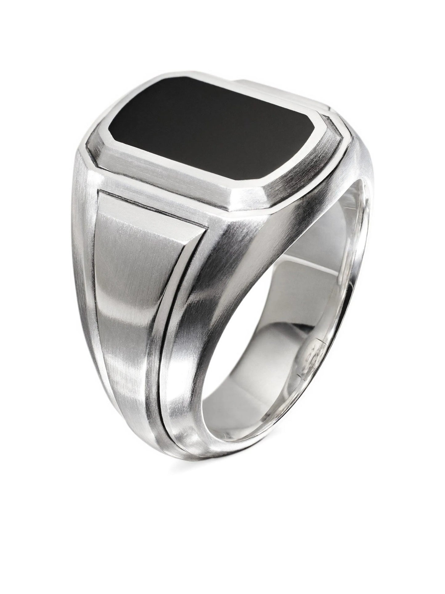 sterling silver Deco onyx signet ring (18.8mm)