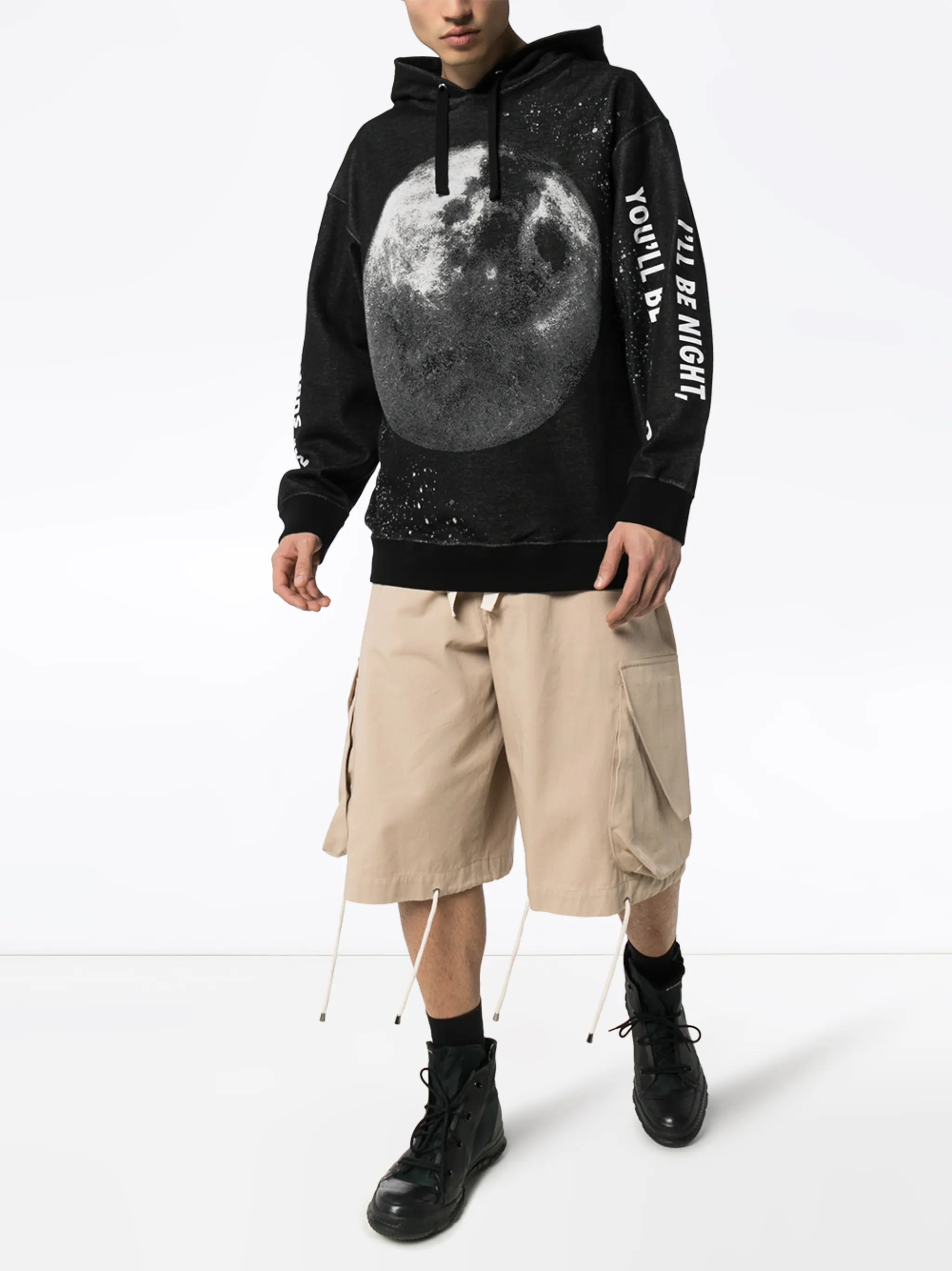 moon print oversized hoodie