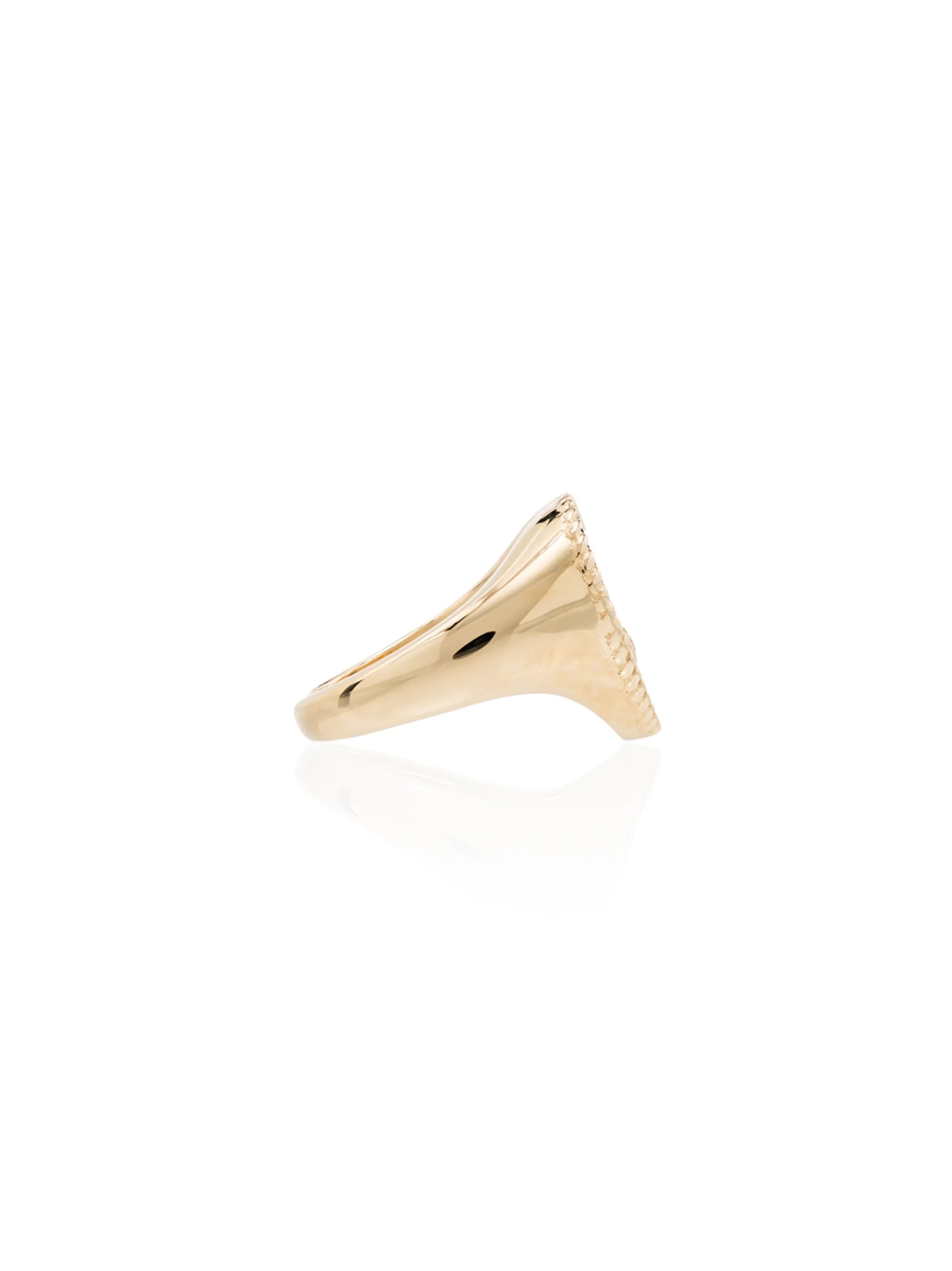 red agate heart signet ring in yellow gold