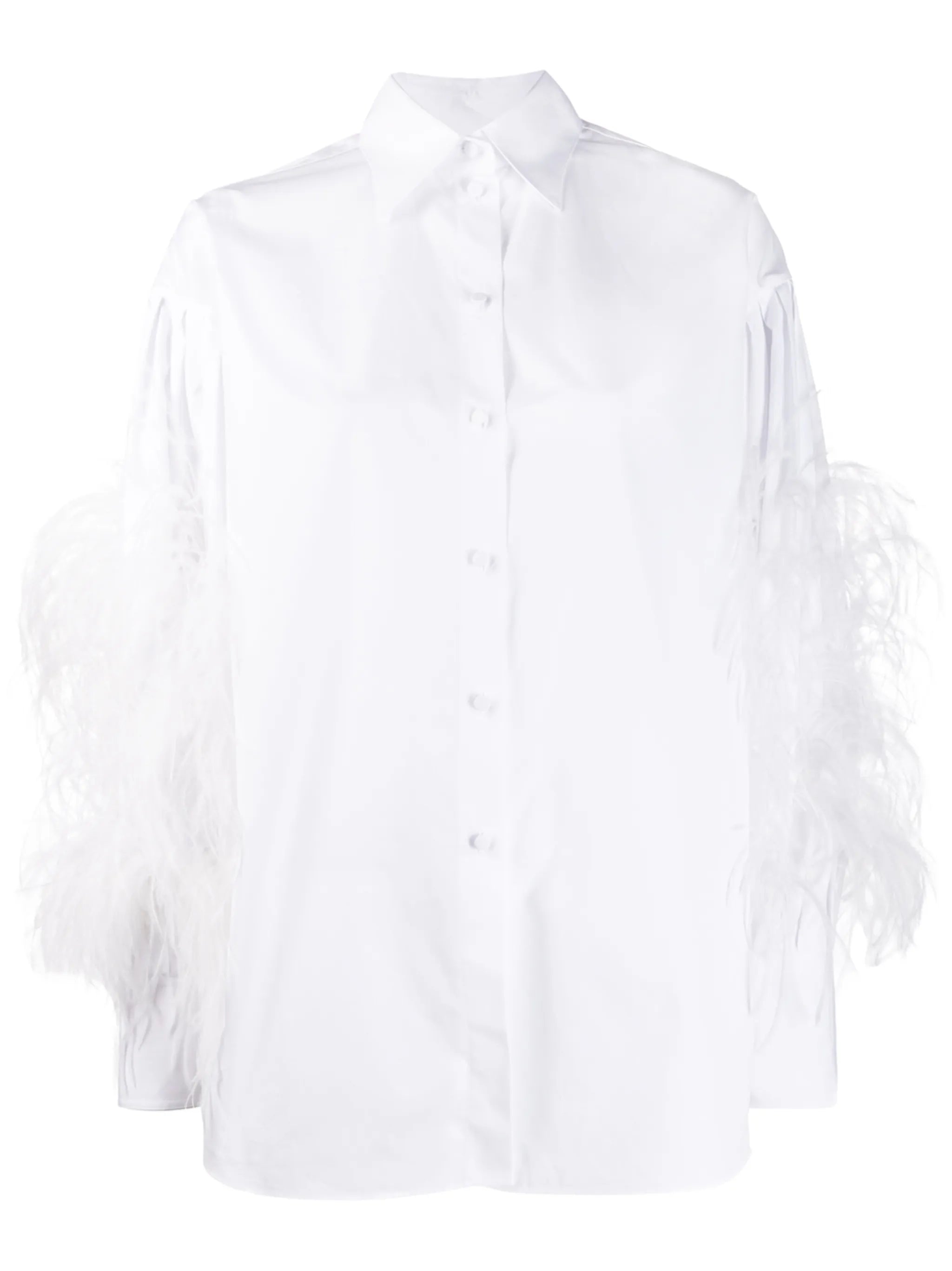 feather-embellished buttoned shirt