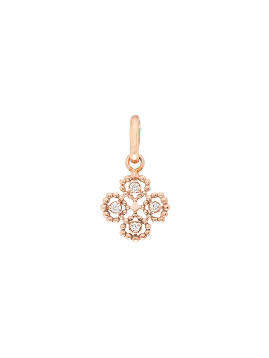 18kt rose gold lucky clover diamond charm