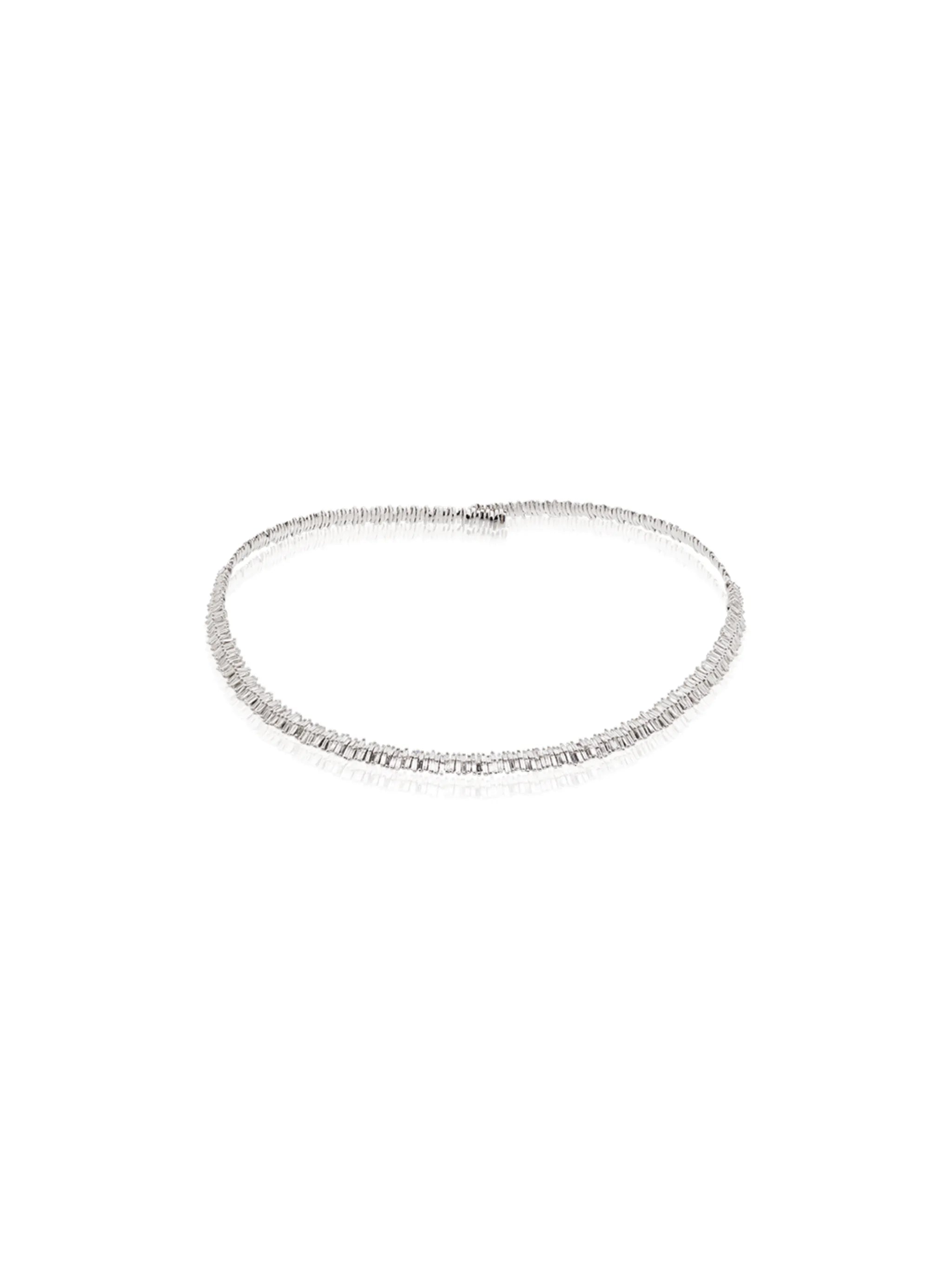 Fireworks 18kt white gold diamond tennis necklace