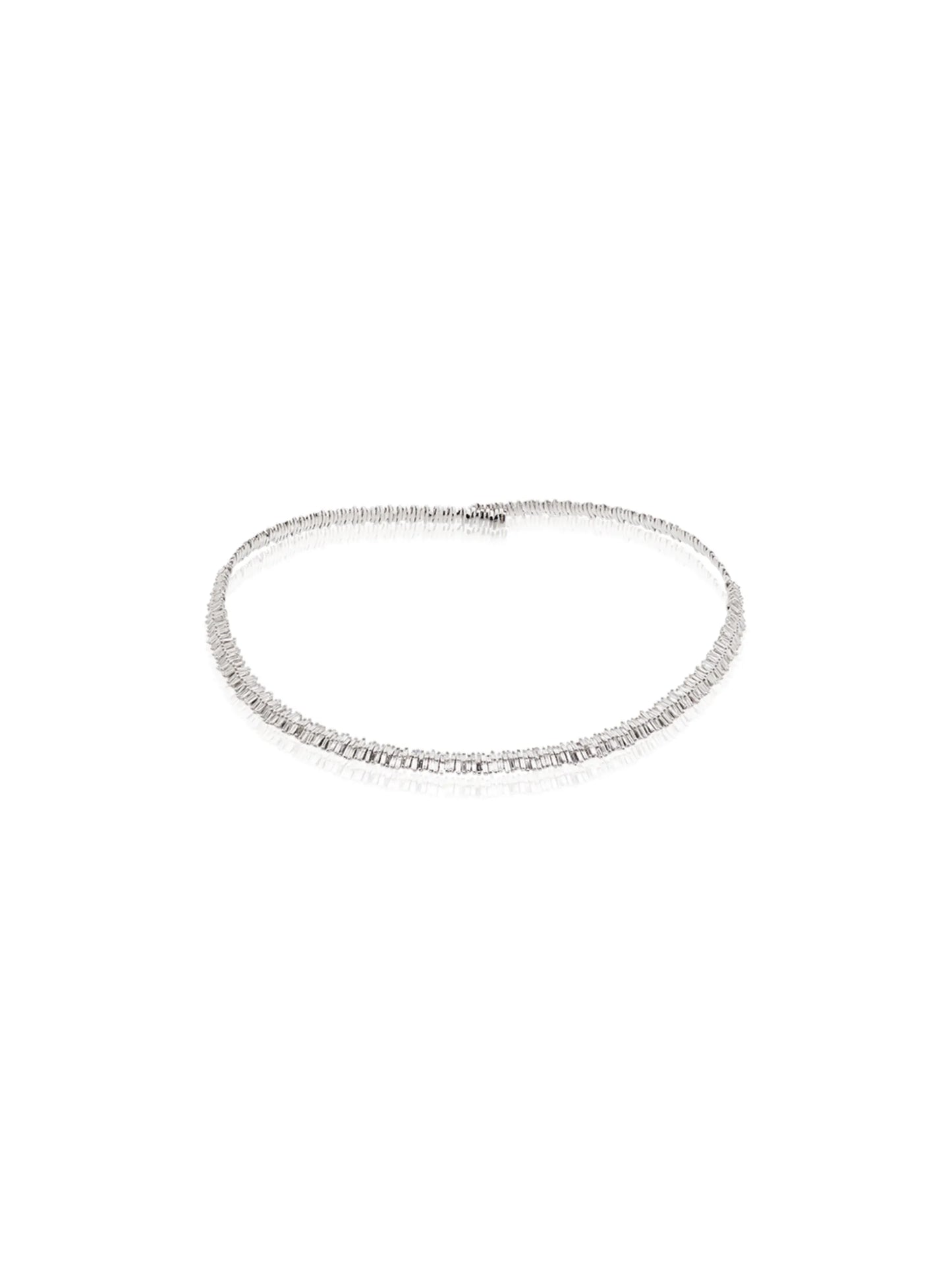 Fireworks 18kt white gold diamond tennis necklace