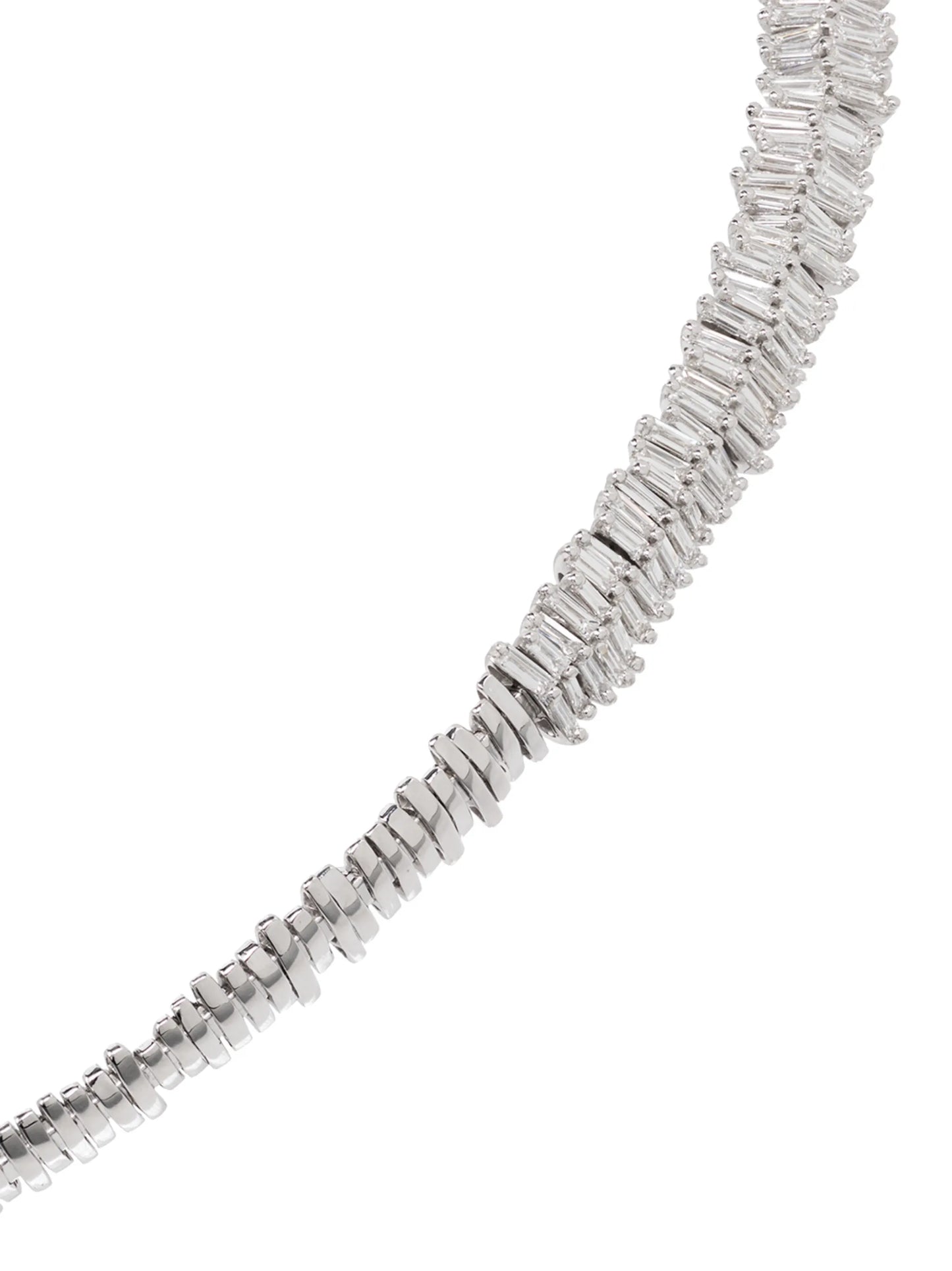 Fireworks 18kt white gold diamond tennis necklace