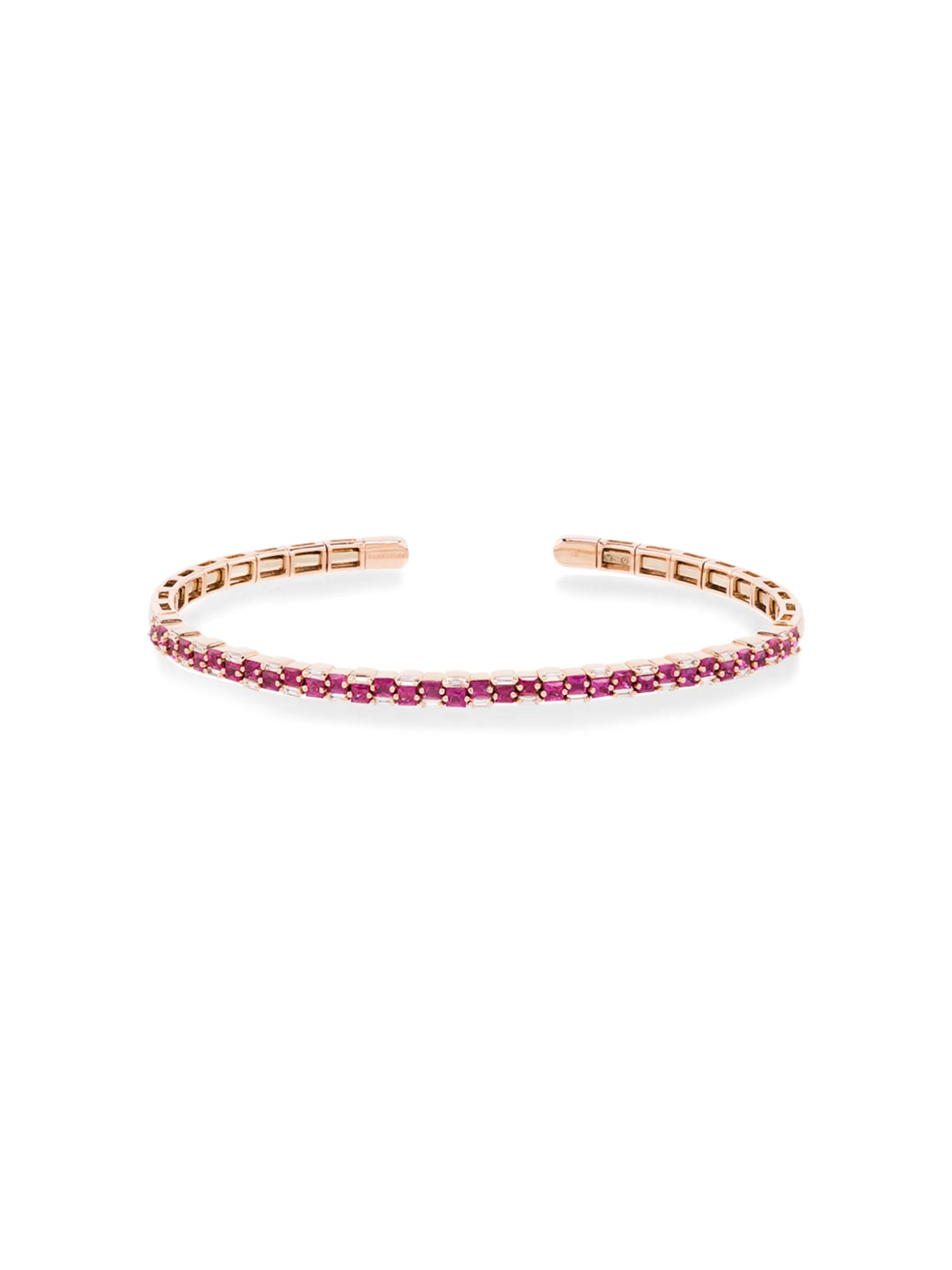 18kt rose gold baguette ruby and diamond bracelet