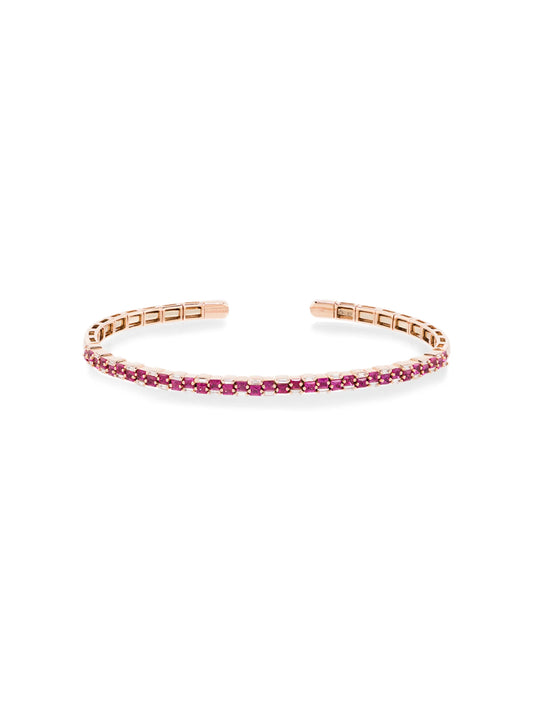 18kt rose gold baguette ruby and diamond bracelet