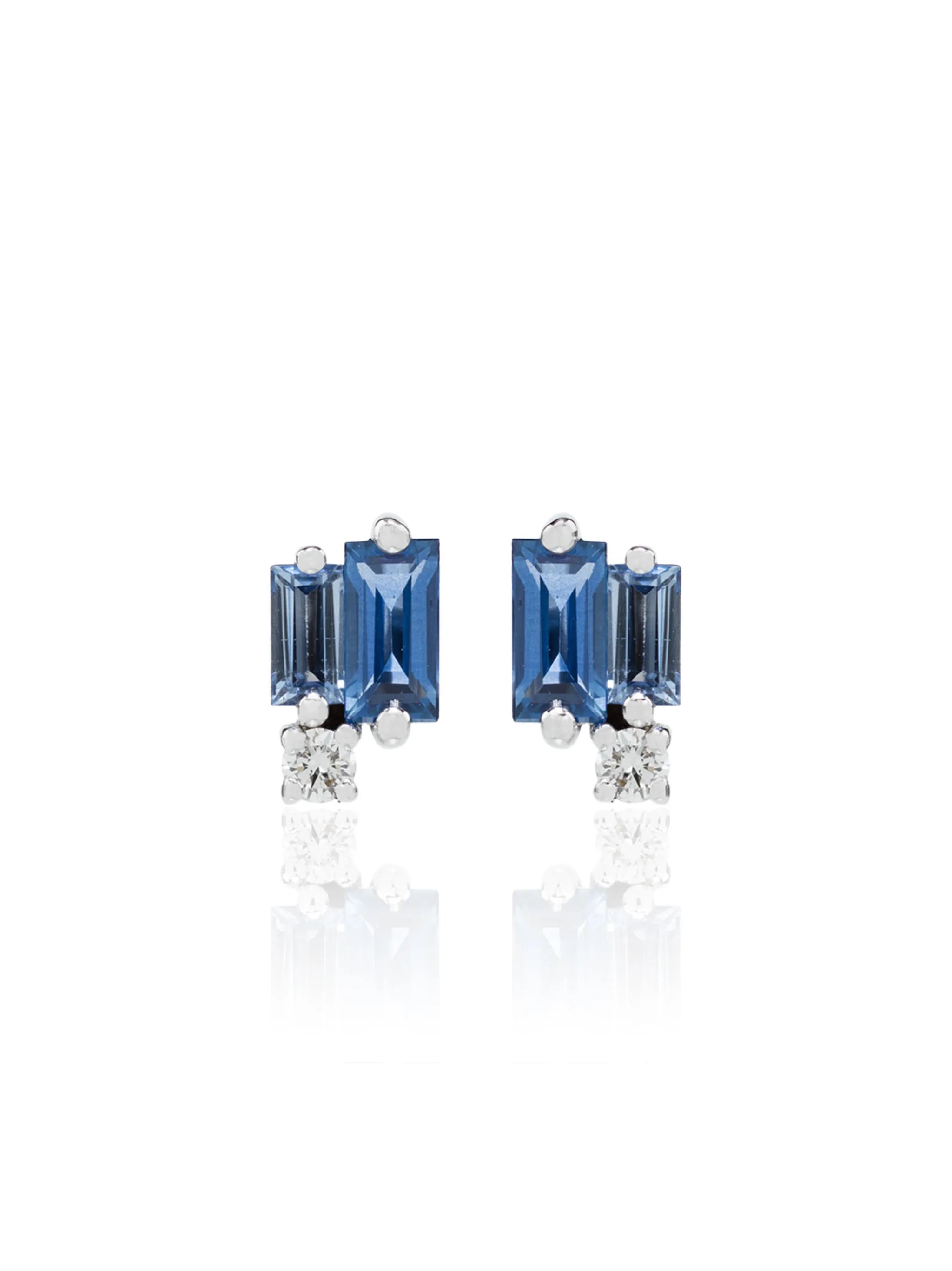 18kt white gold sapphire and diamond stud earrings