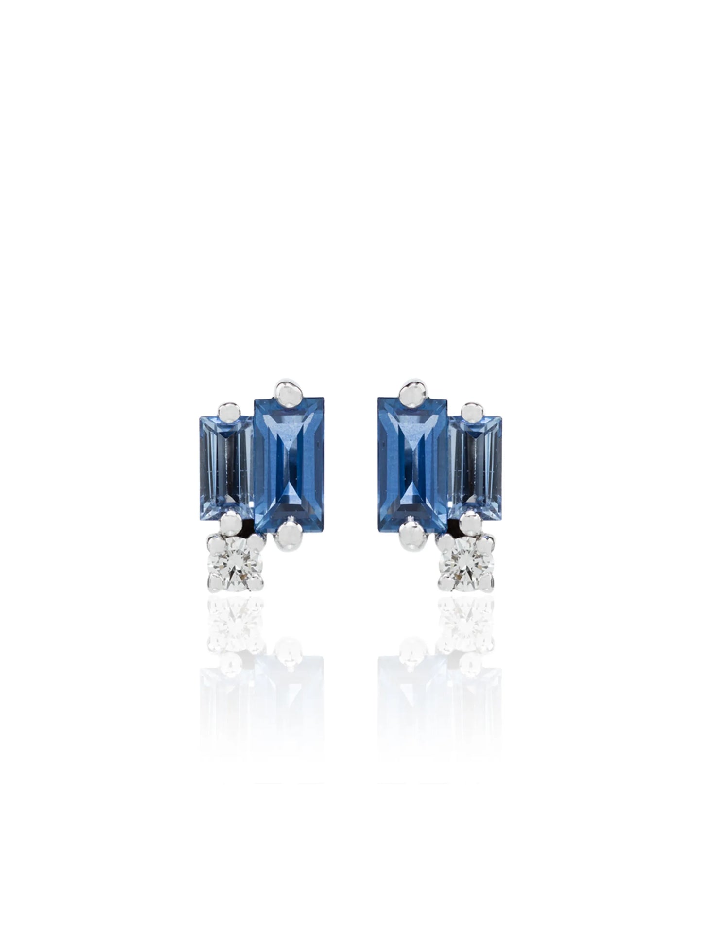 18kt white gold sapphire and diamond stud earrings