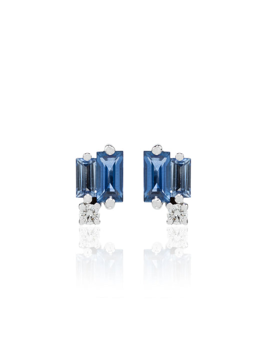 18kt white gold sapphire and diamond stud earrings