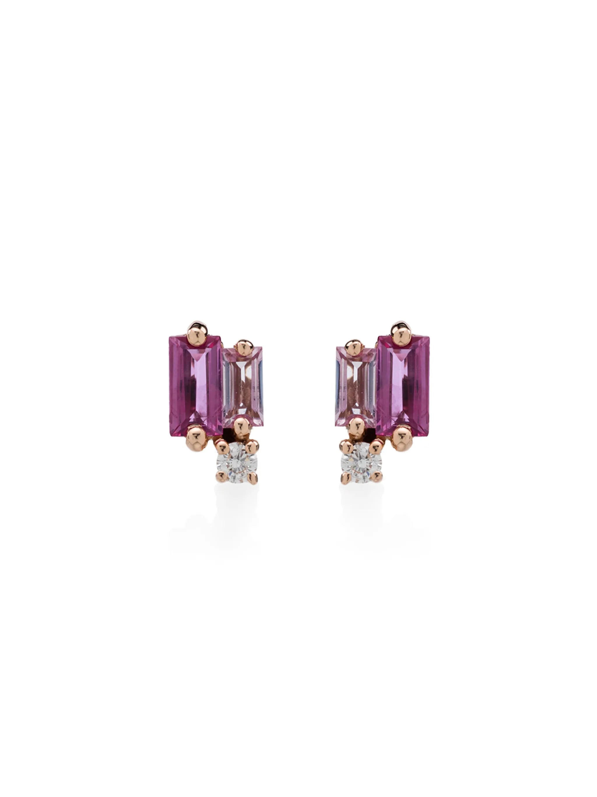 18kt gold sapphire diamond stud earrings