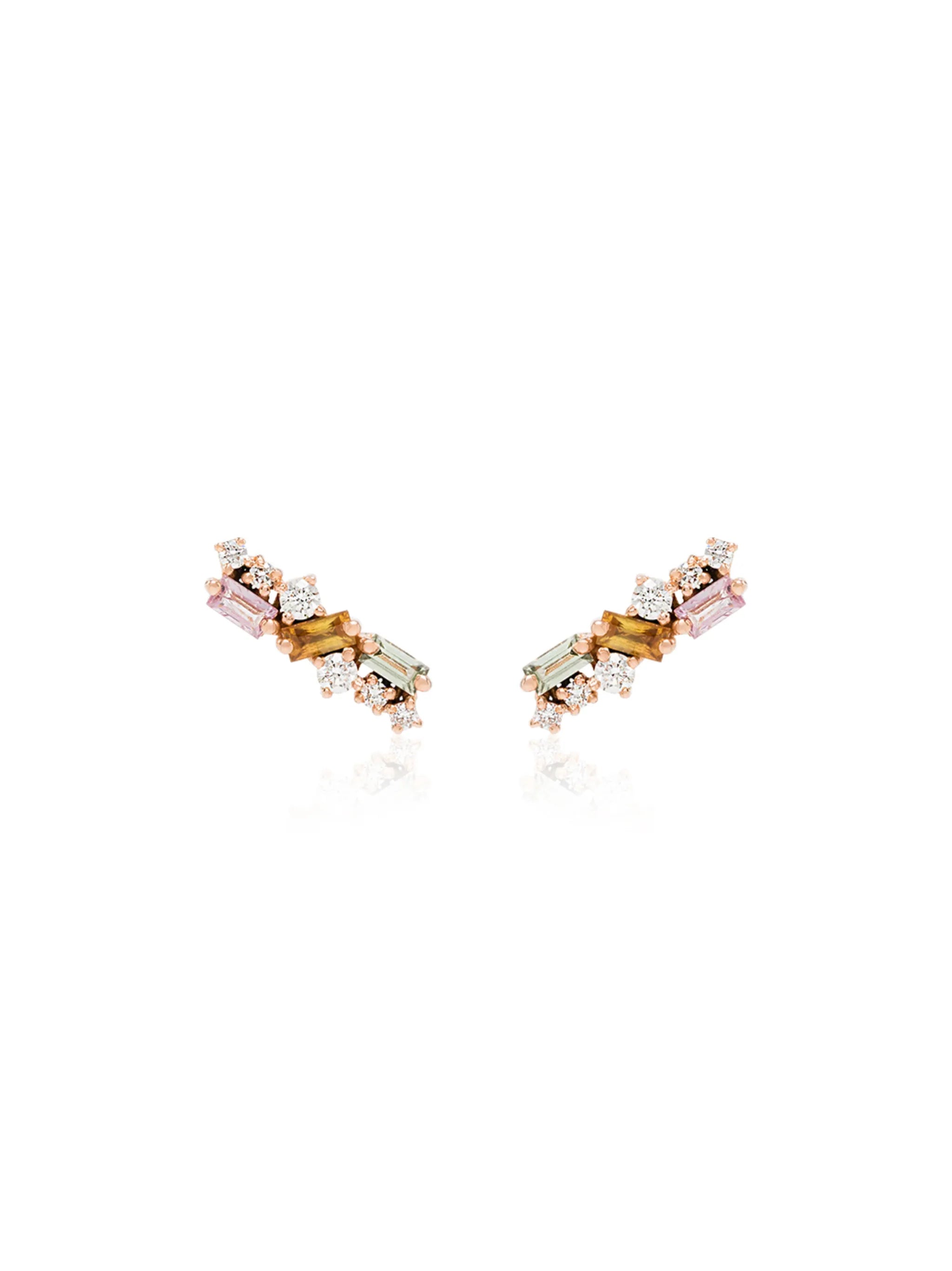 18kt rose gold diamond sapphire stud earrings