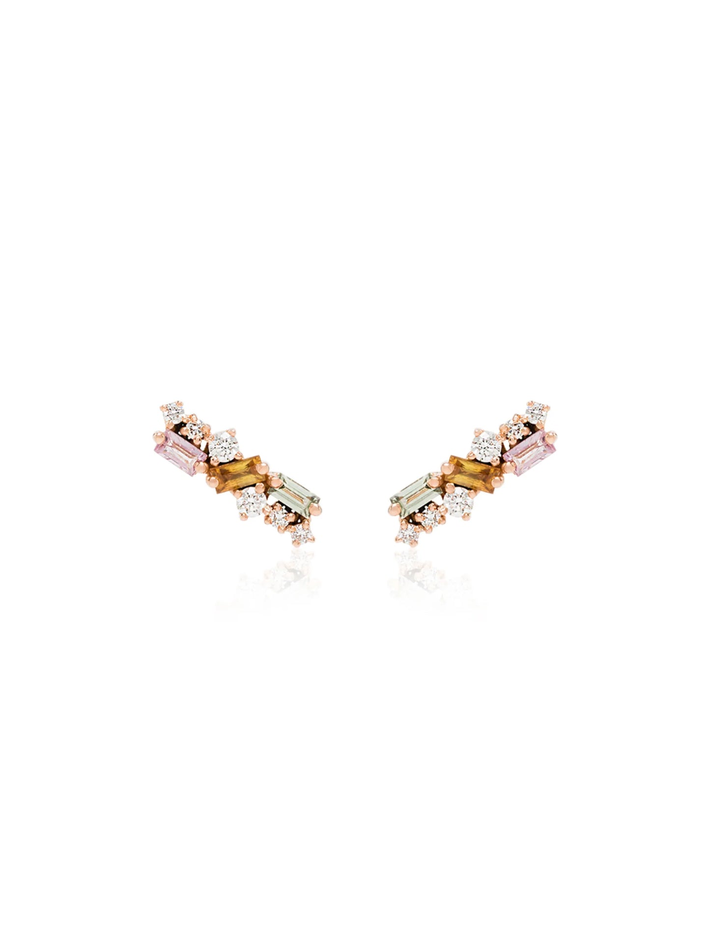 18kt rose gold diamond sapphire stud earrings