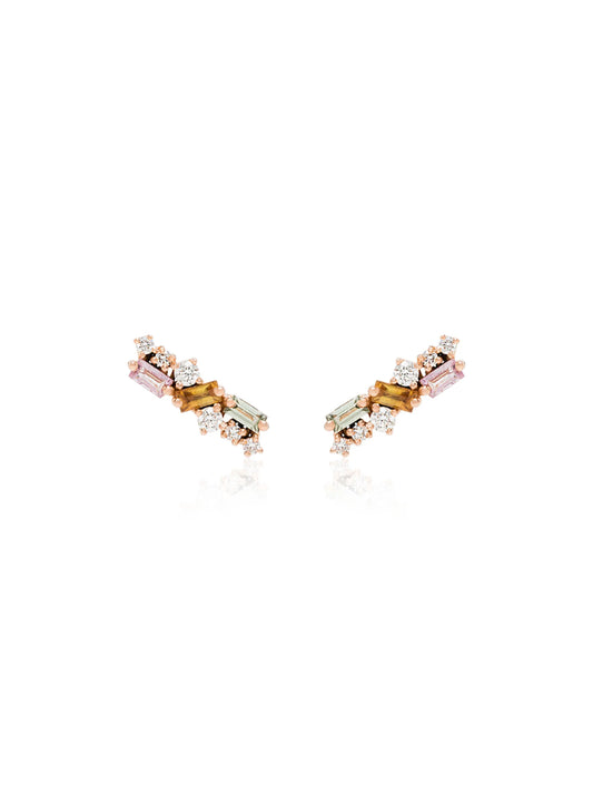 18kt rose gold diamond sapphire stud earrings