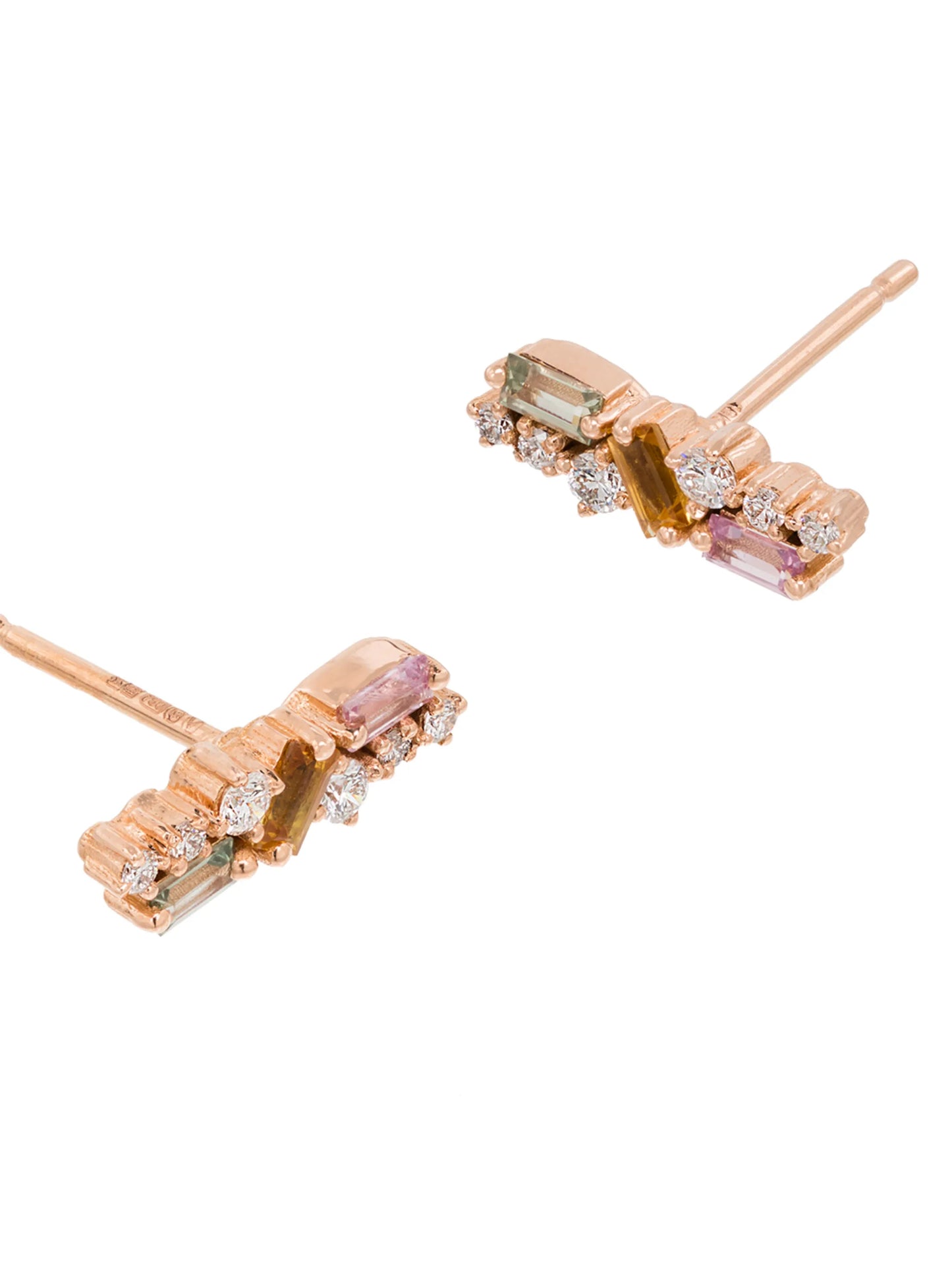 18kt rose gold diamond sapphire stud earrings