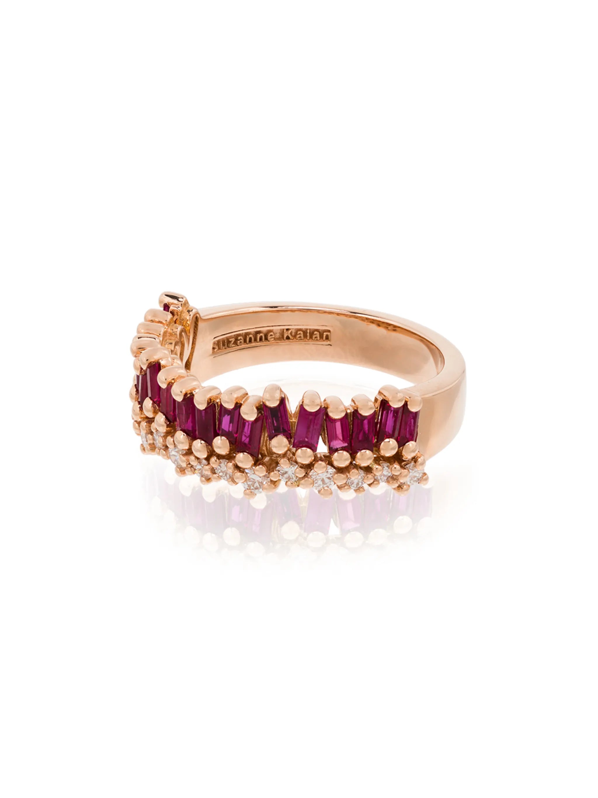 18kt rose gold Short Slack ruby half band ring