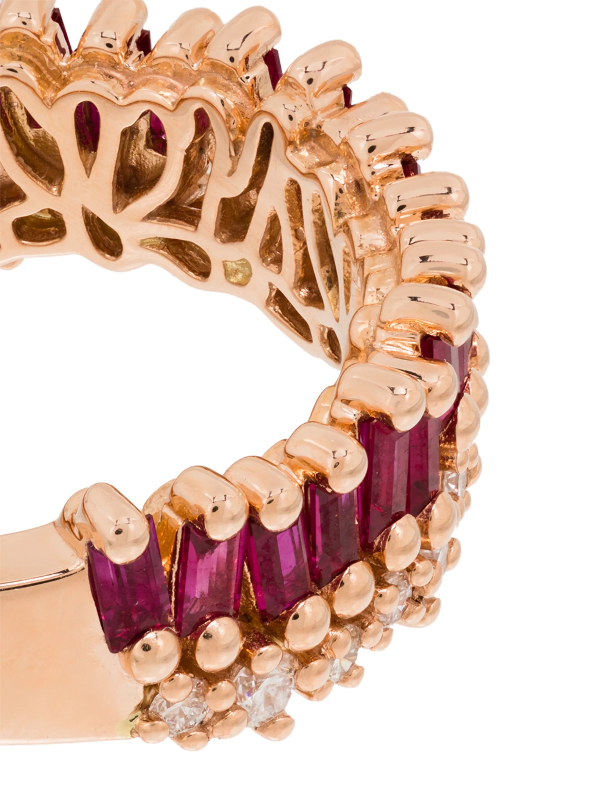 18kt rose gold Short Slack ruby half band ring