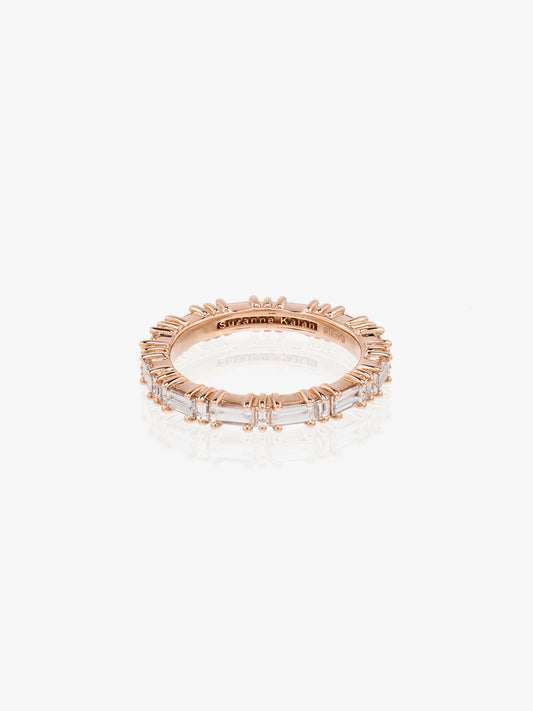 18kt rose gold horizontal baguette diamond ring
