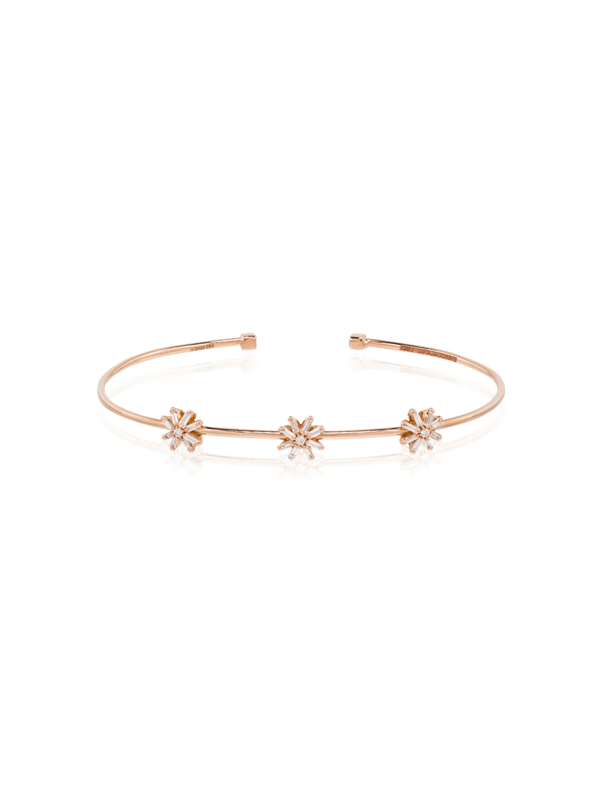 18kt rose gold diamond flower bracelet
