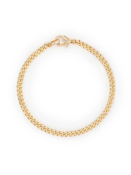 18kt yellow gold pavé diamond 7.5 inch link bracelet