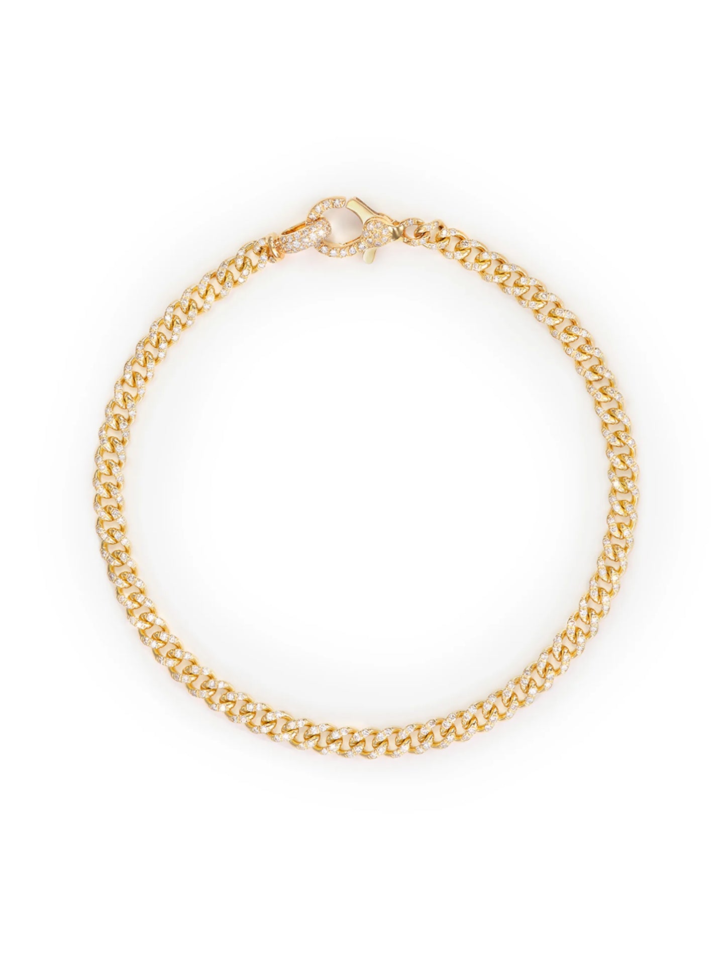18kt yellow gold pavé diamond 7.5 inch link bracelet