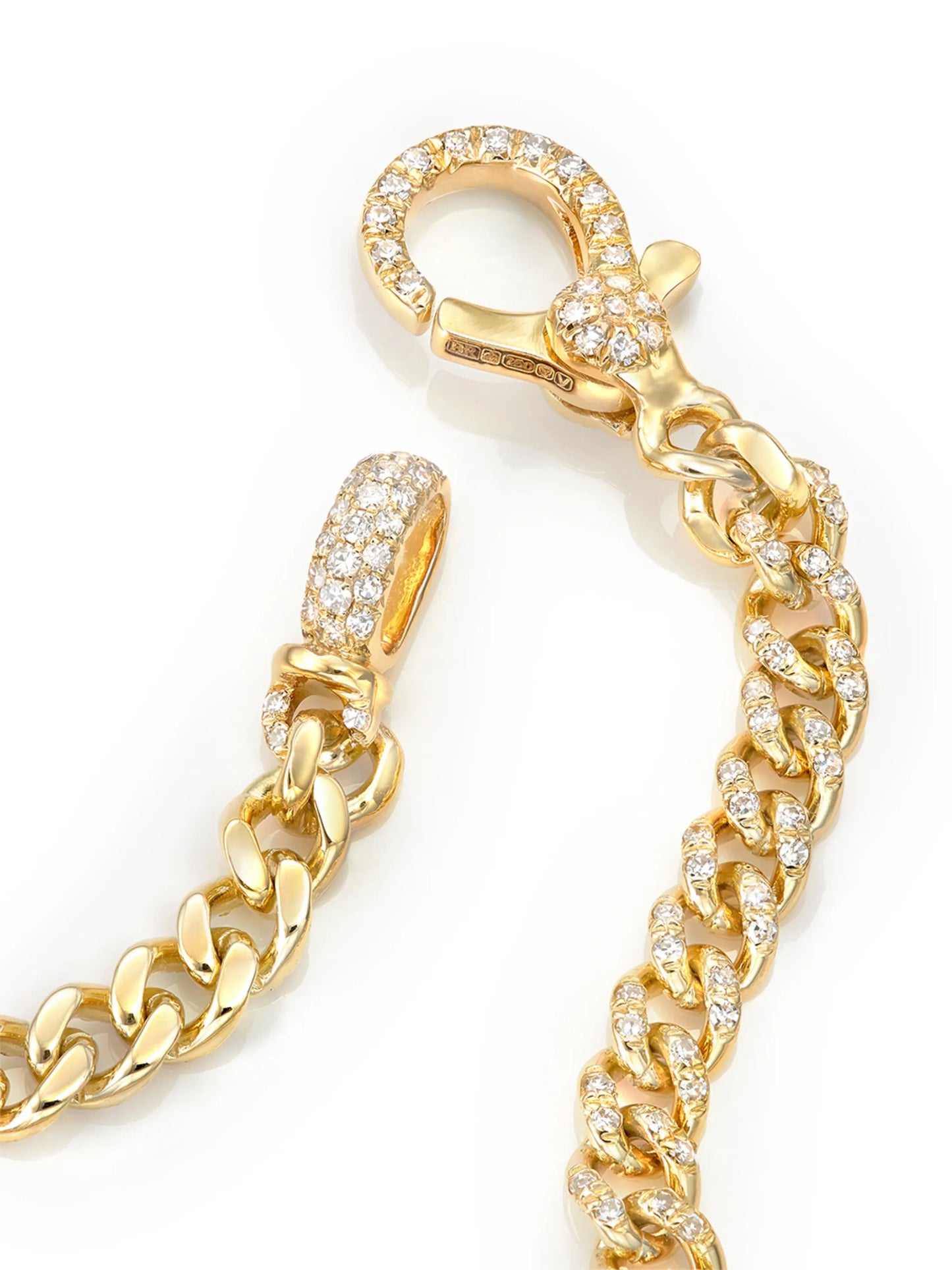 18kt yellow gold pavé diamond 7.5 inch link bracelet