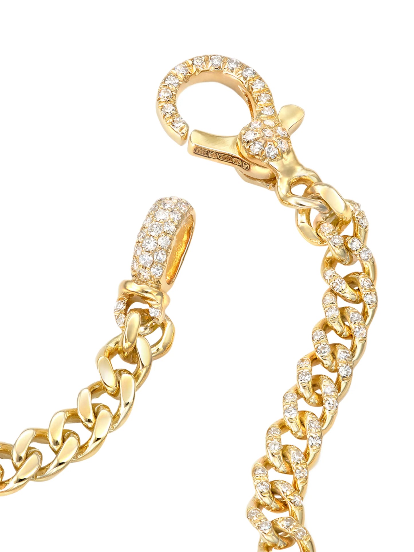 18kt yellow gold 7 inch baby pavé diamond bracelet
