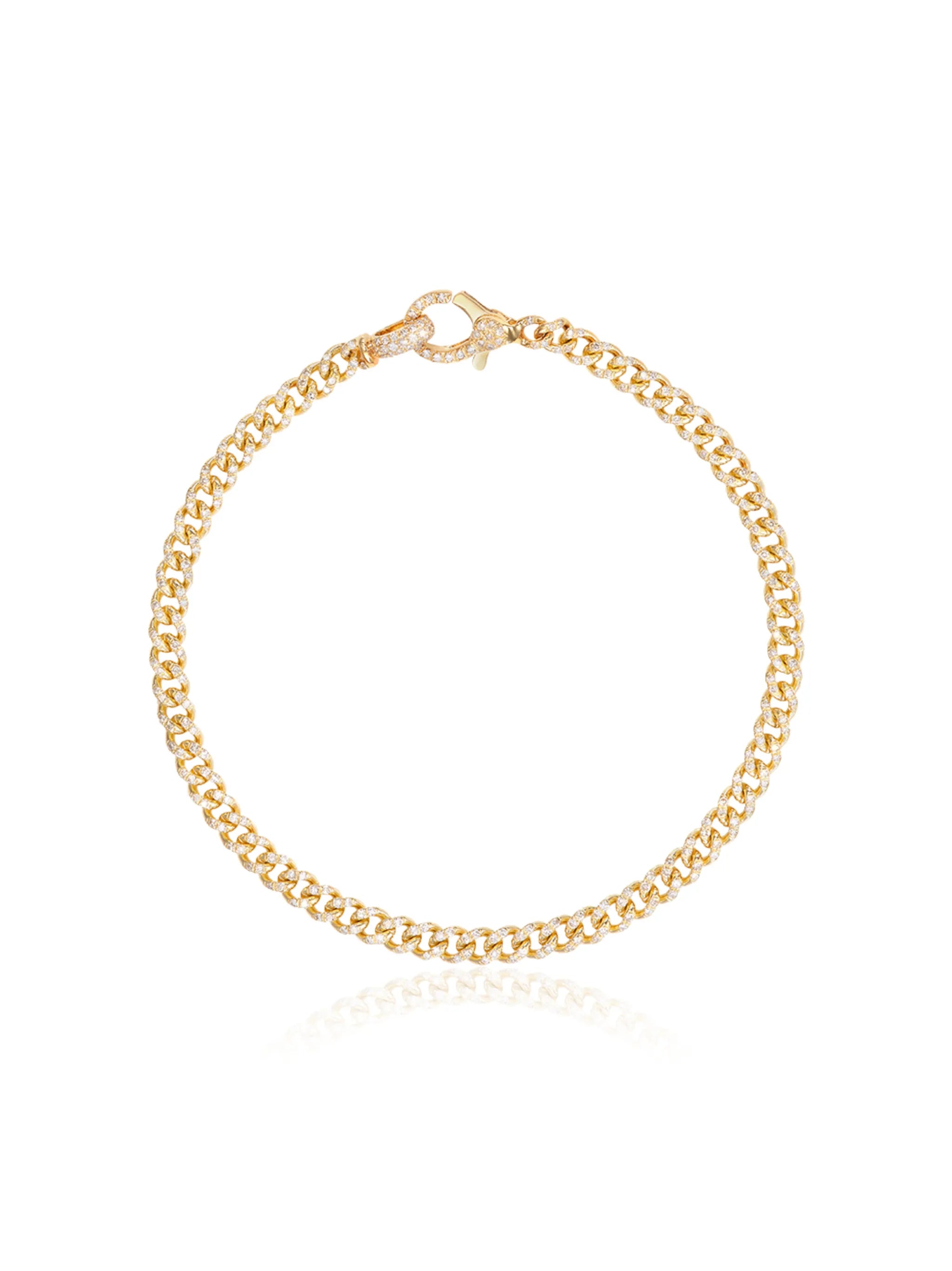 18kt yellow gold 7 inch baby pavé diamond bracelet