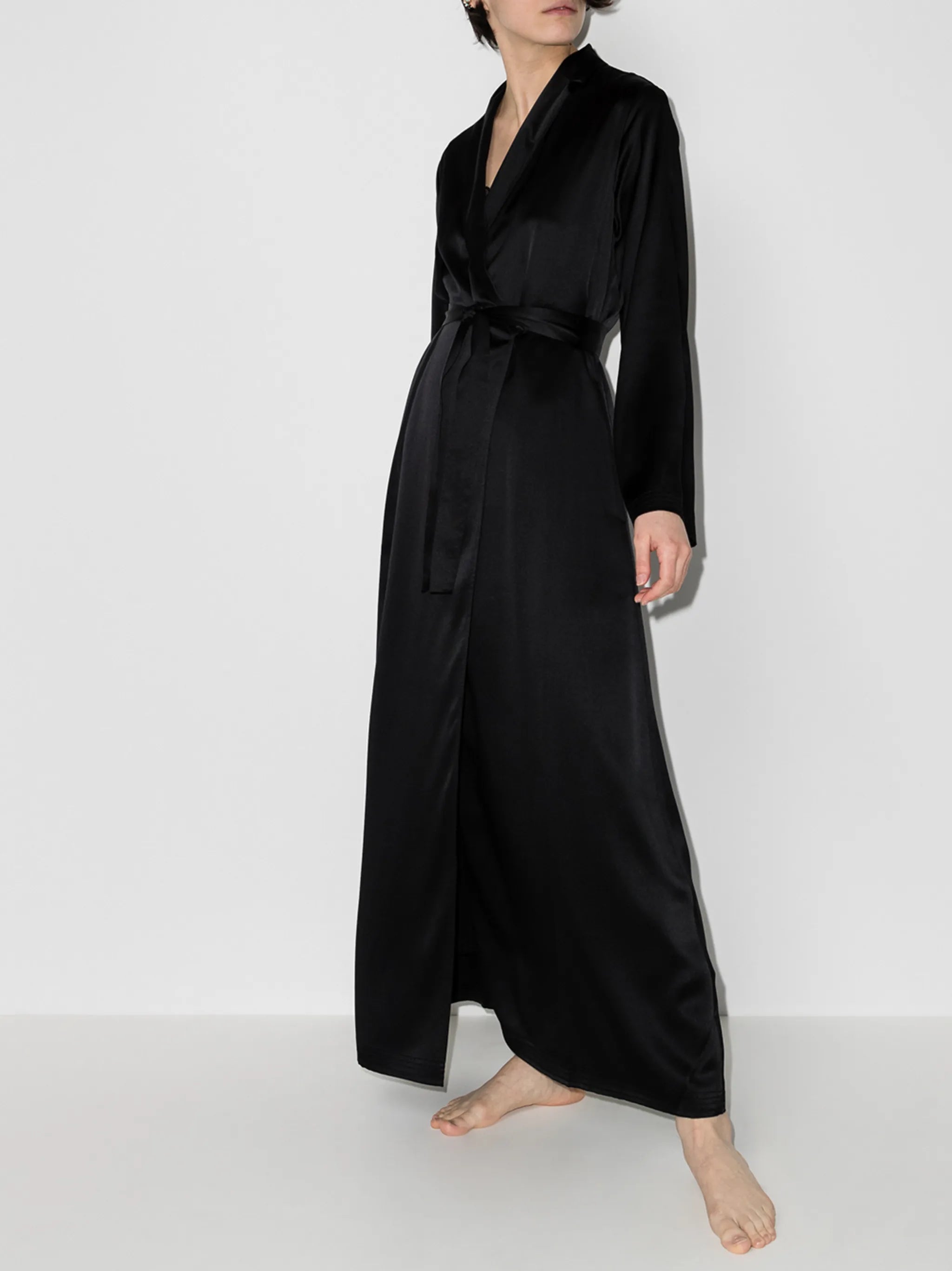 belted silk-satin robe