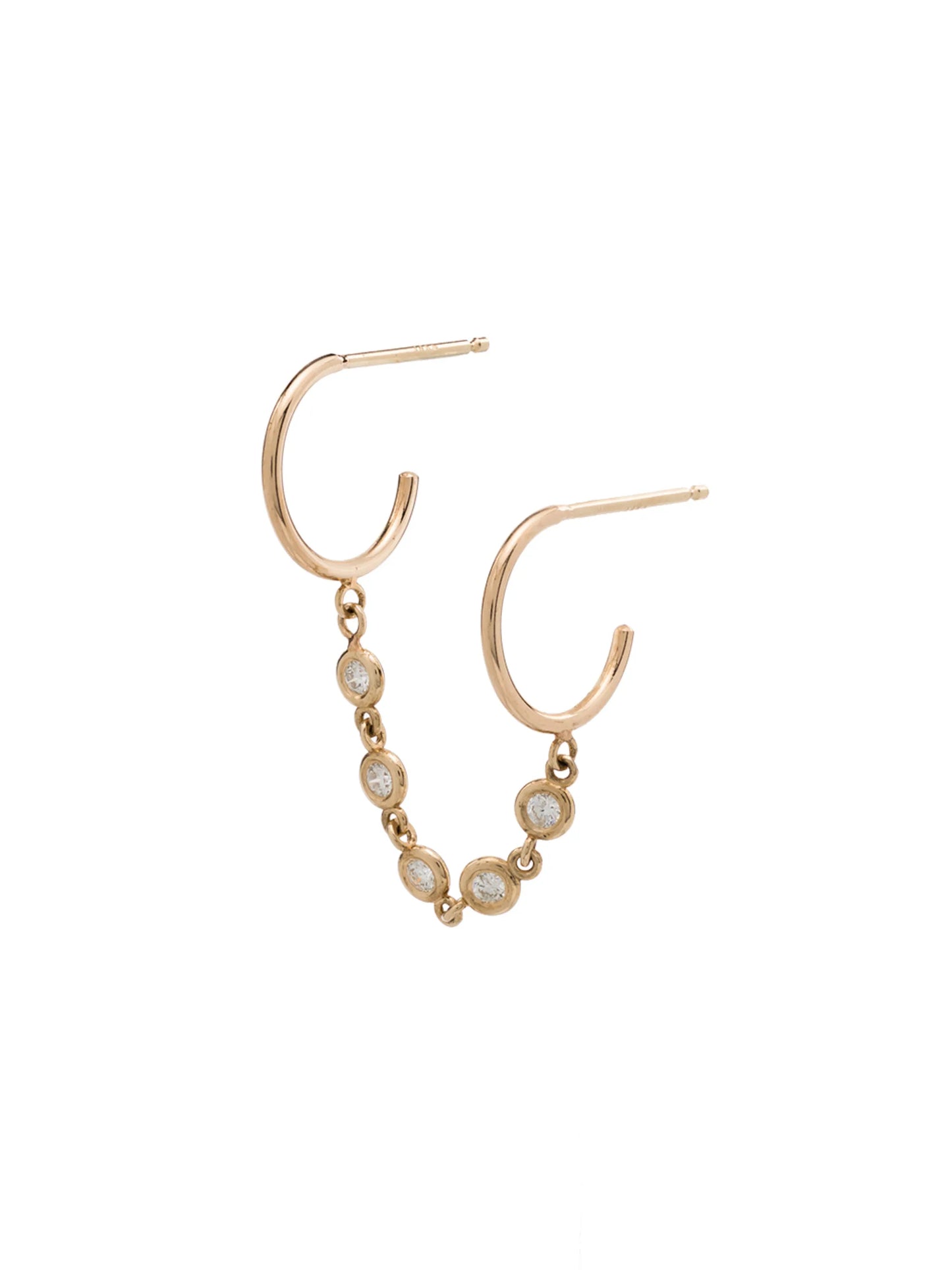 14kt gold diamond double-hoop earring