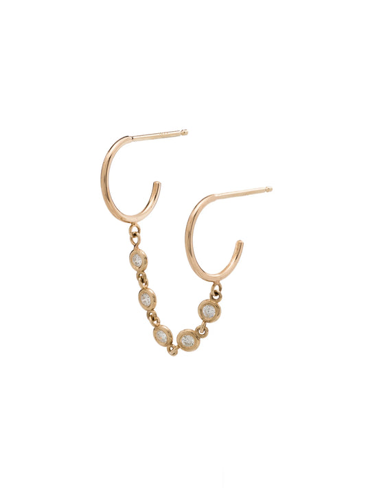 14kt gold diamond double-hoop earring