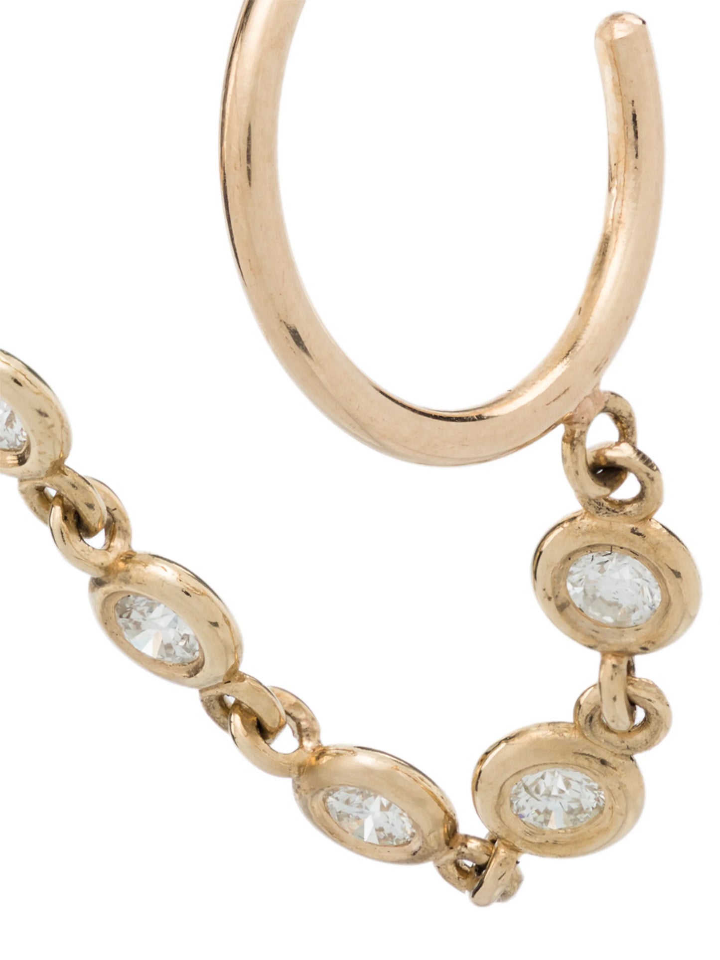 14kt gold diamond double-hoop earring