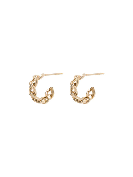 14kt gold medium chain huggie hoop earrings