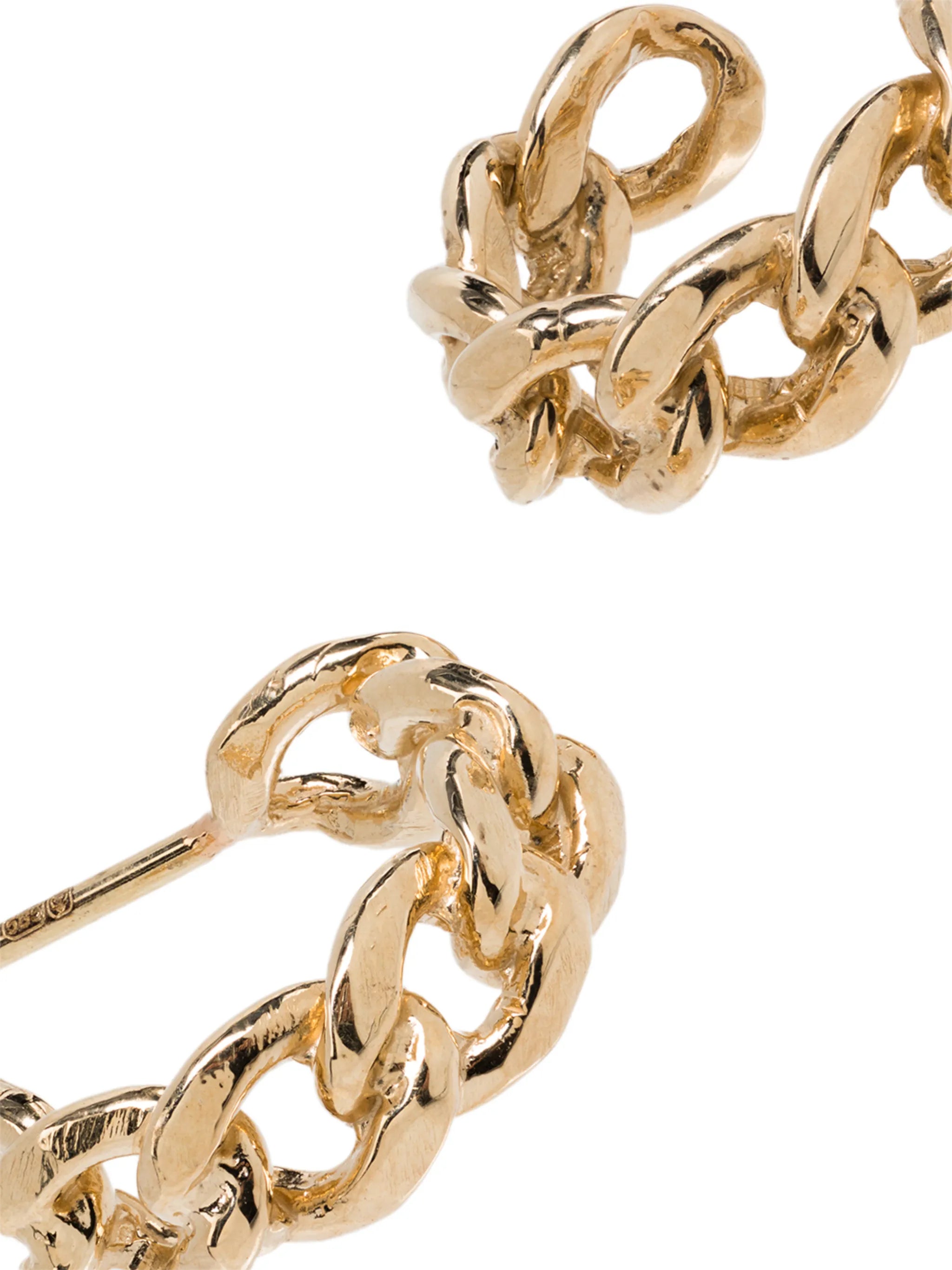 14kt gold medium chain huggie hoop earrings