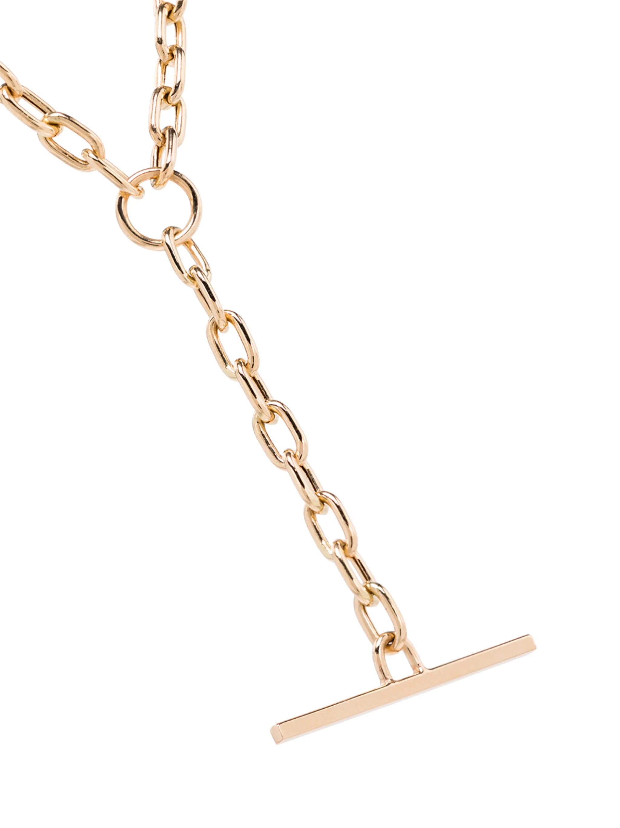 14kt gold link bar necklace