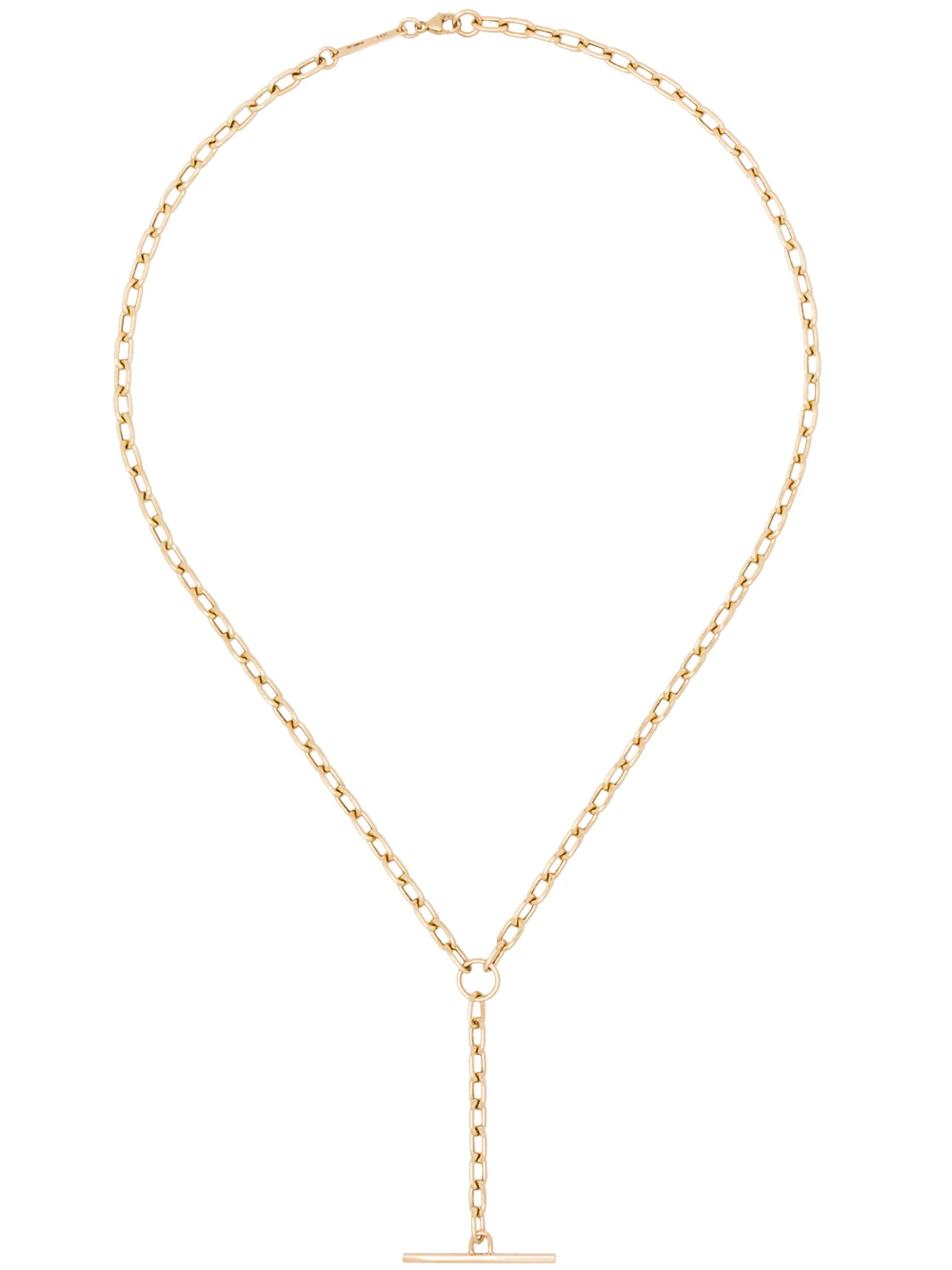 14kt gold link bar necklace