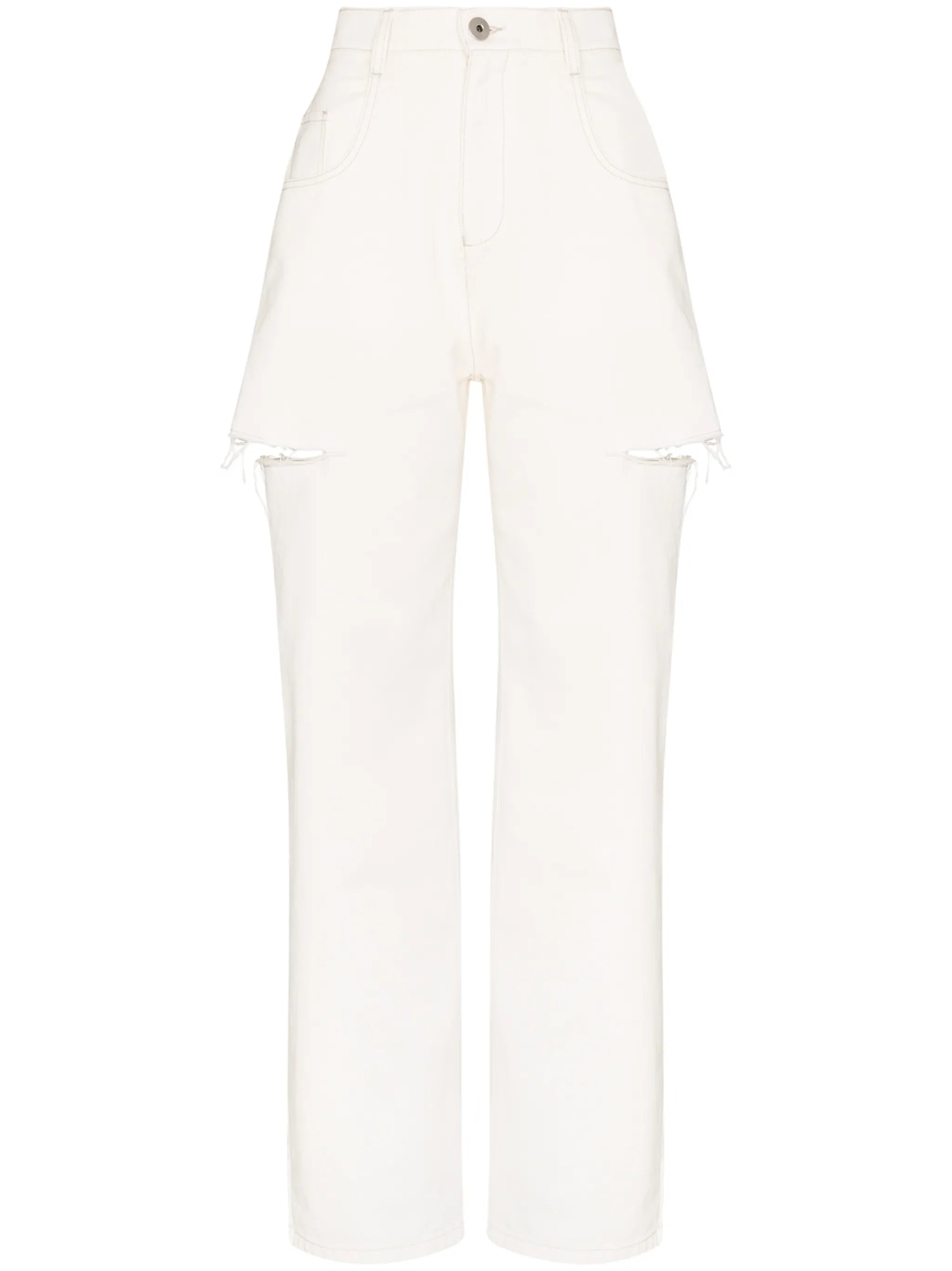 distressed straight-leg jeans