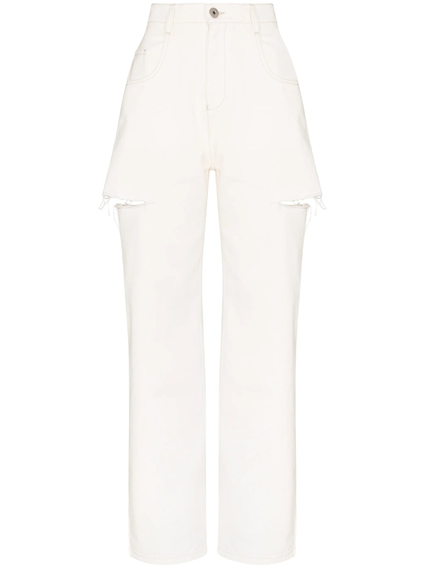 distressed straight-leg jeans