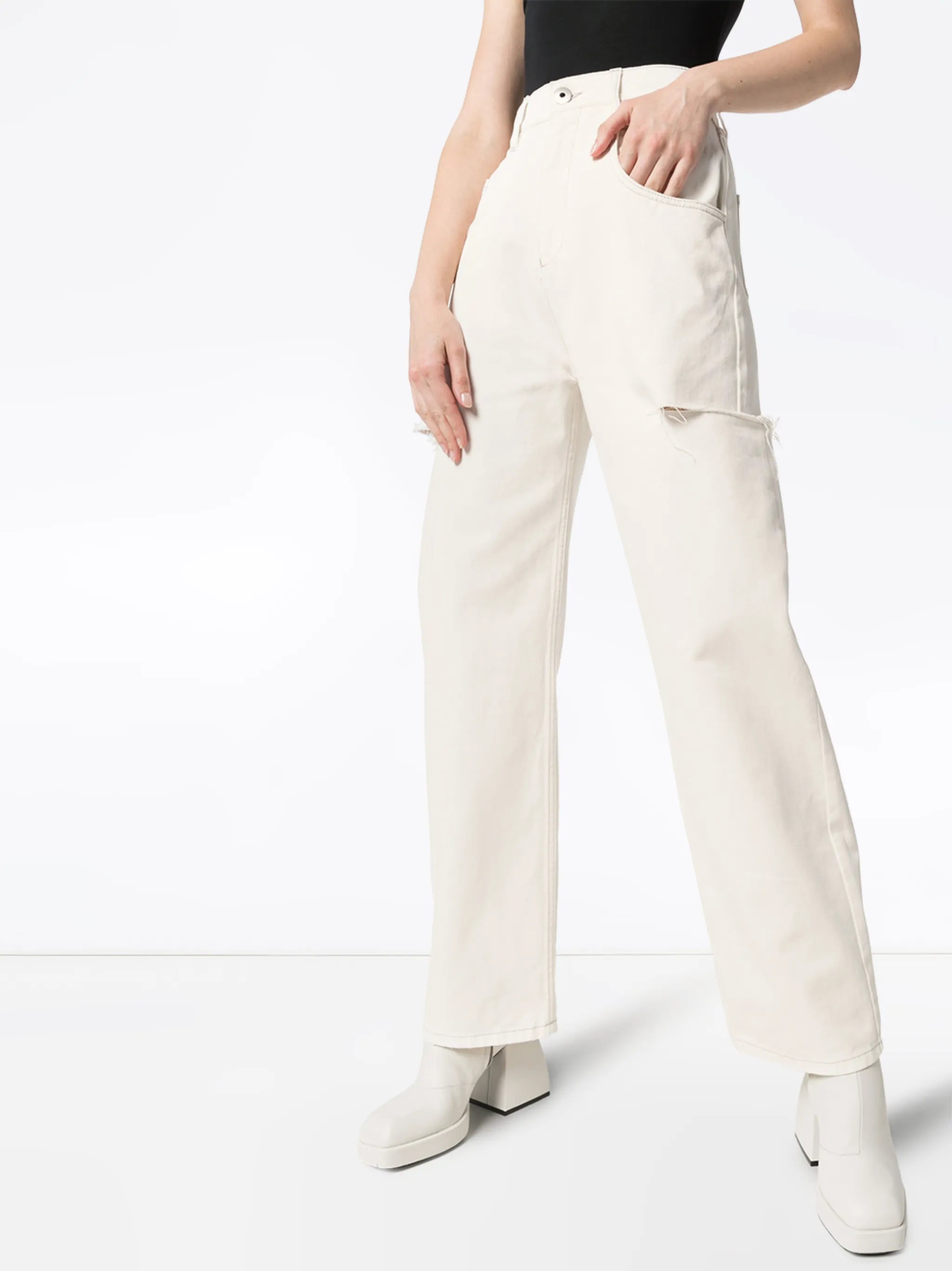 distressed straight-leg jeans