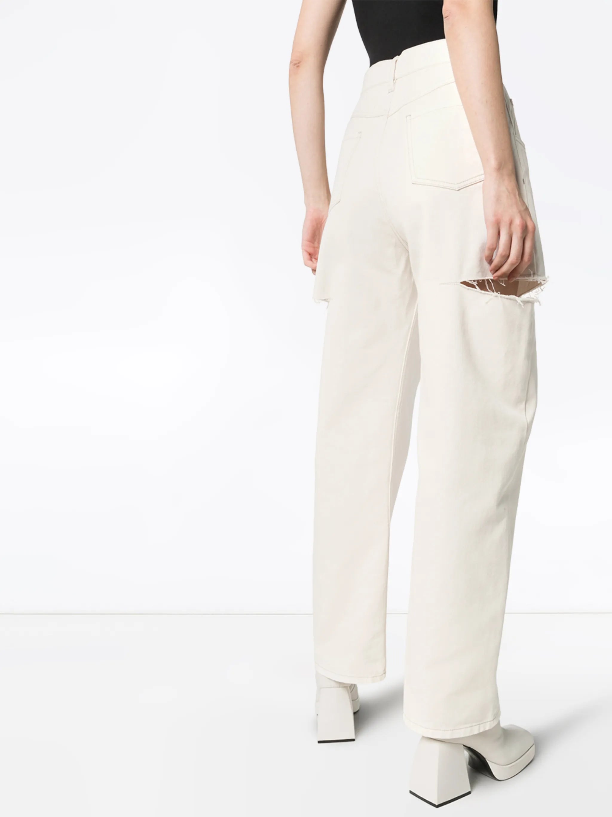 distressed straight-leg jeans