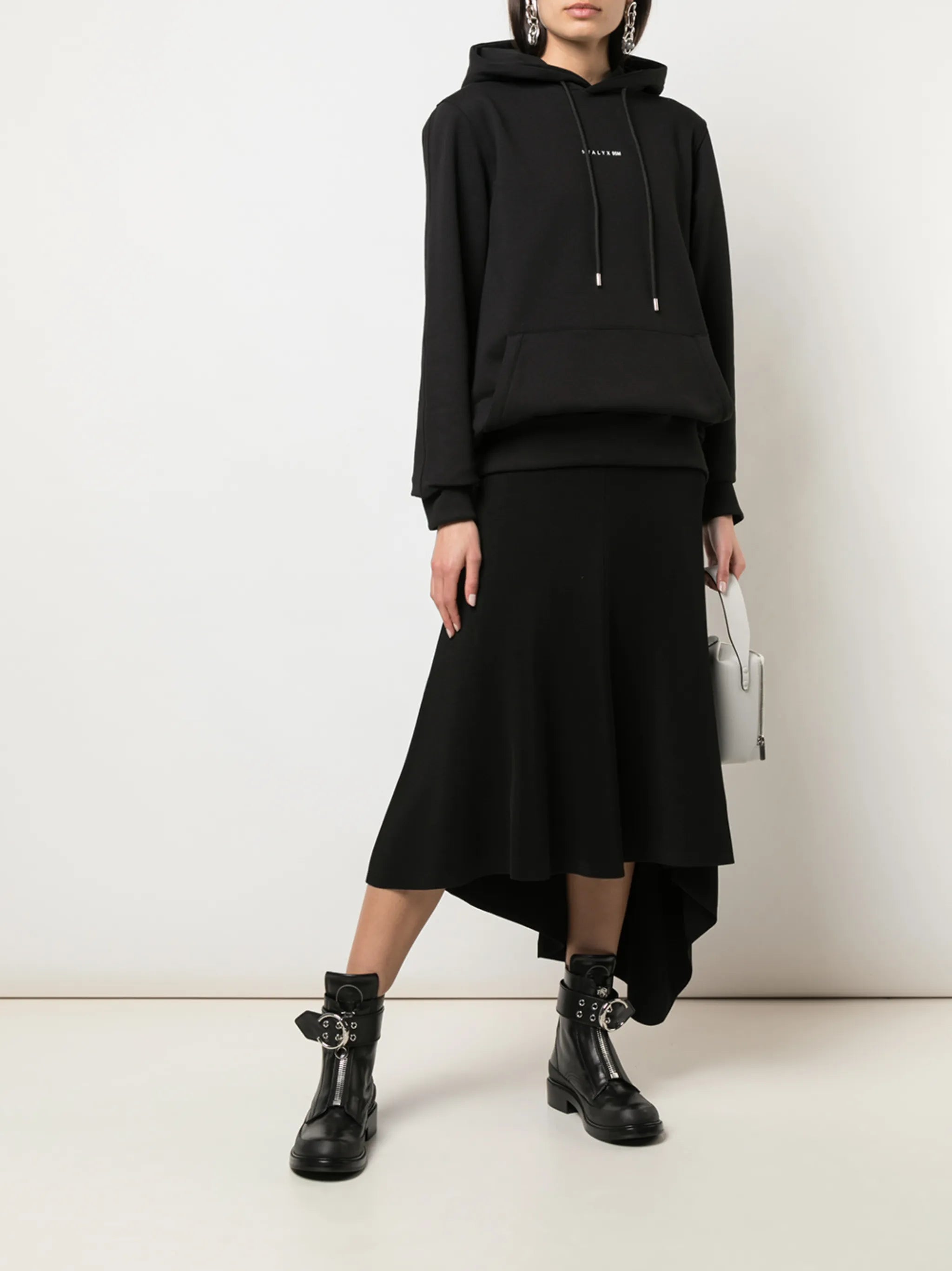 logo-print rib-trimmed hoodie