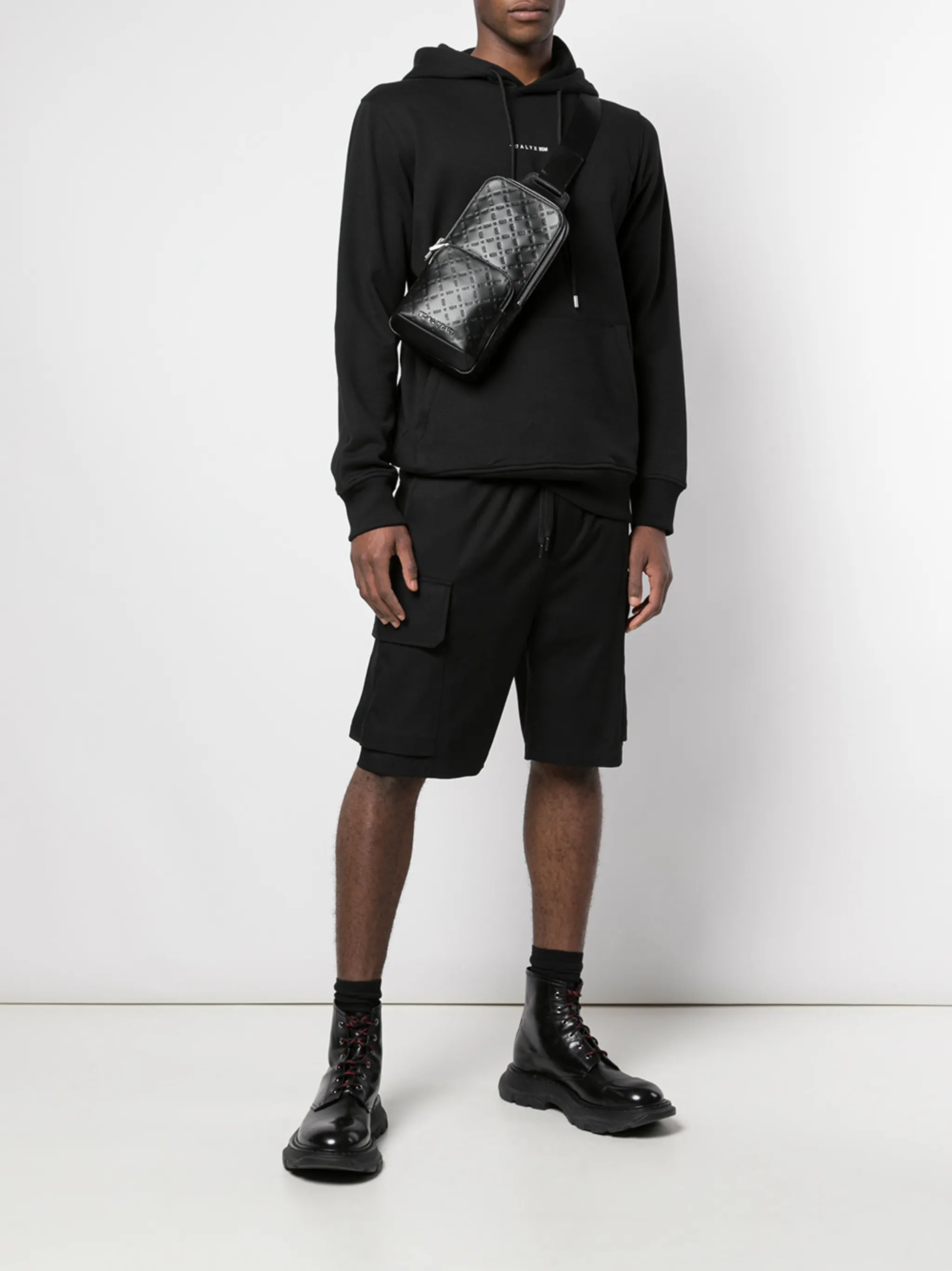 logo-print rib-trimmed hoodie