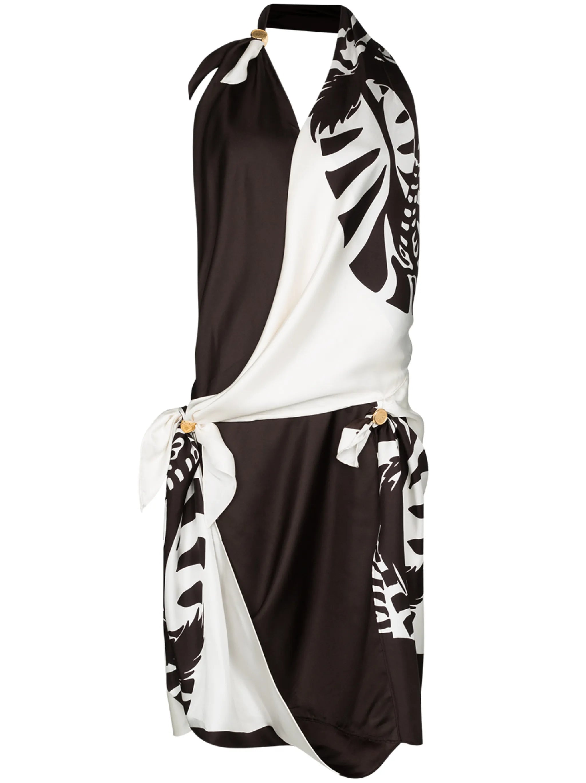 zebra-print halterneck scarf dress