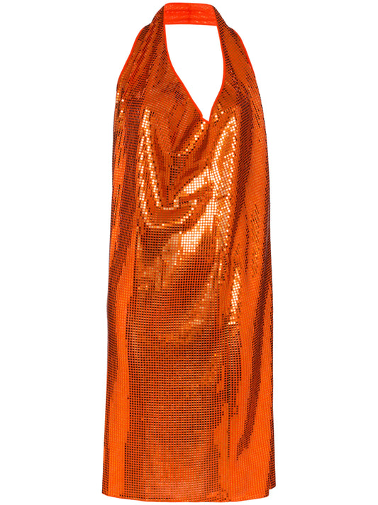 cowl-neck sequinned mini dress