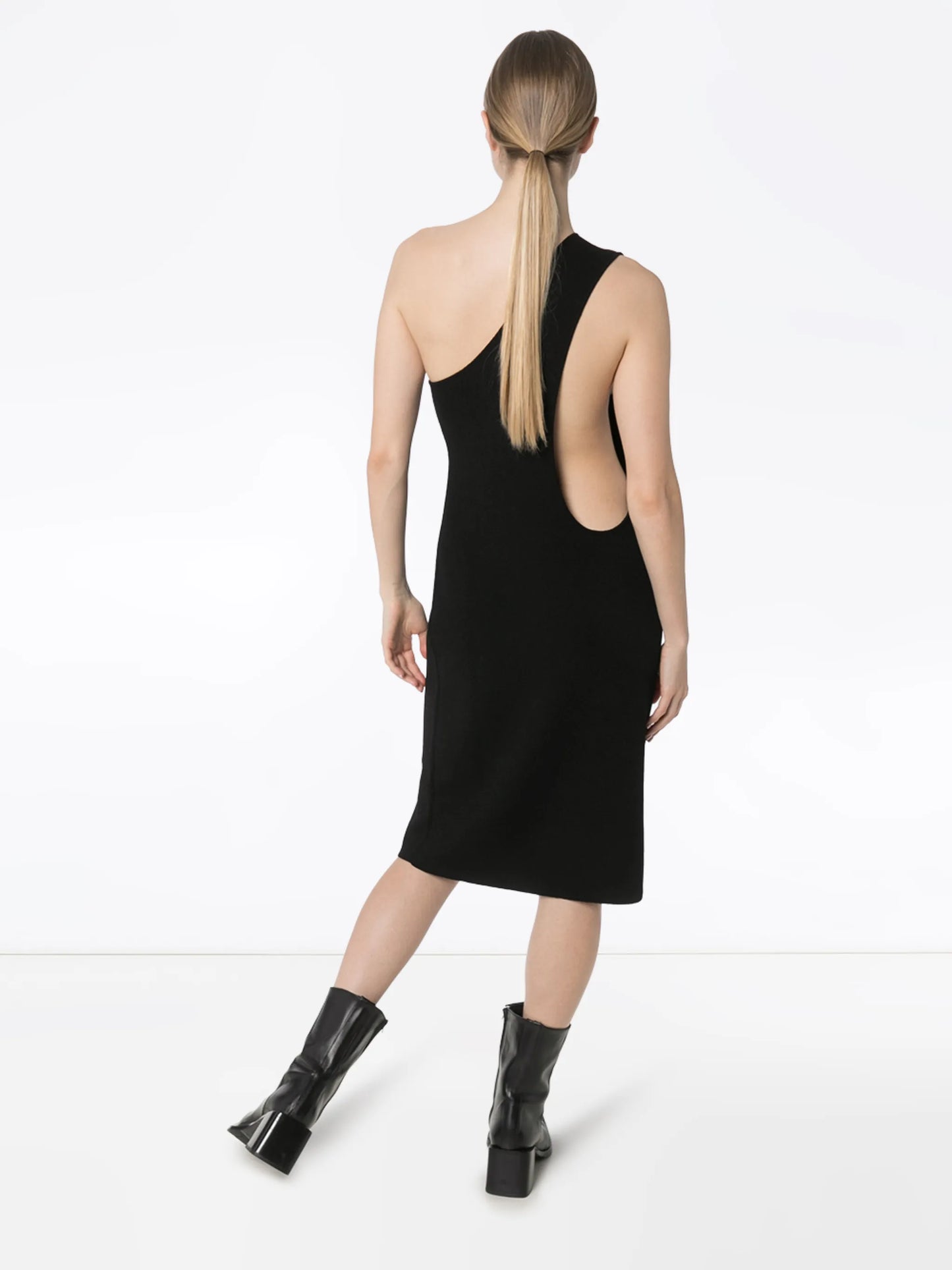 one-shoulder midi dress