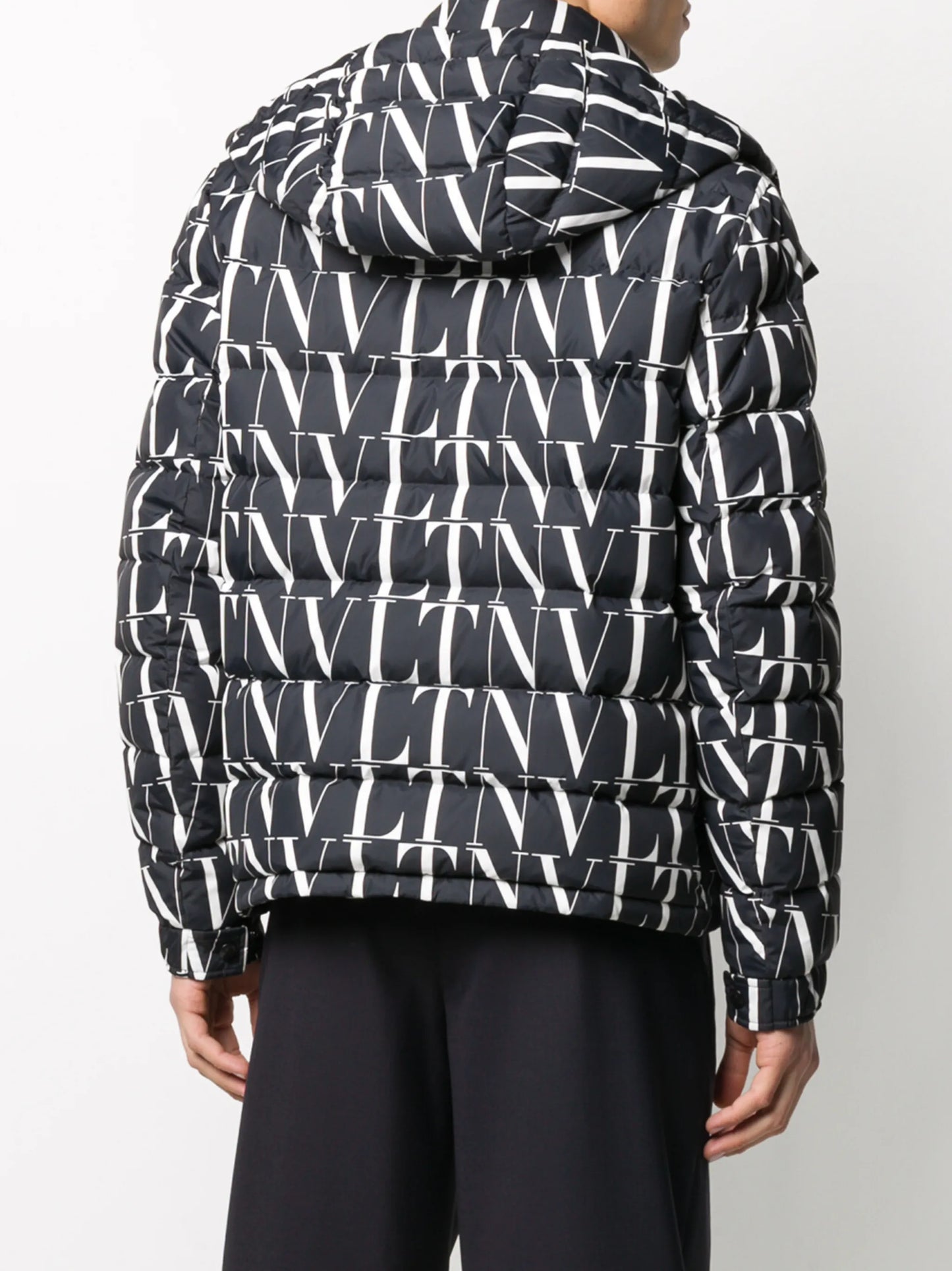 VLTN print hooded down jacket