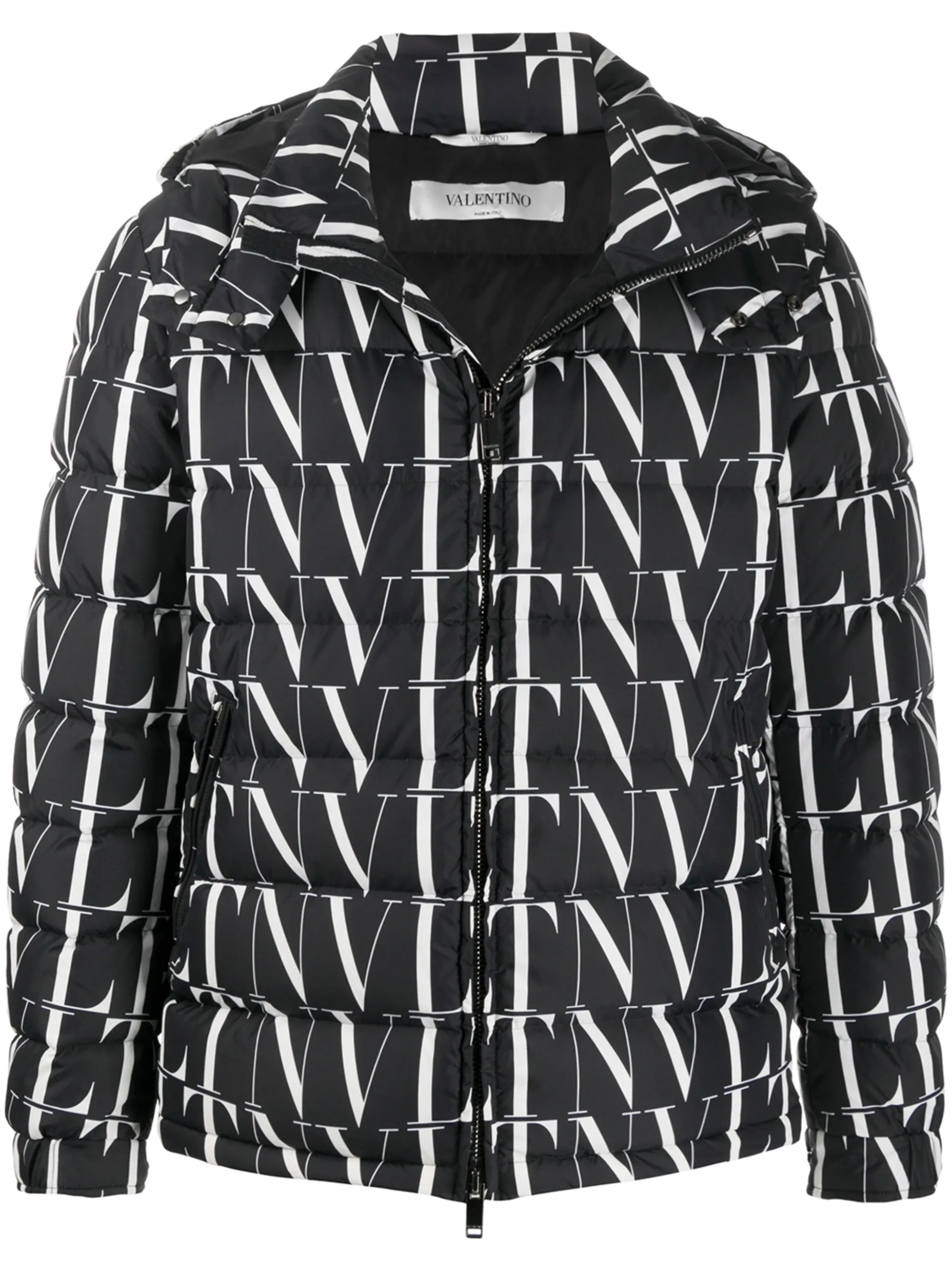 VLTN print hooded down jacket