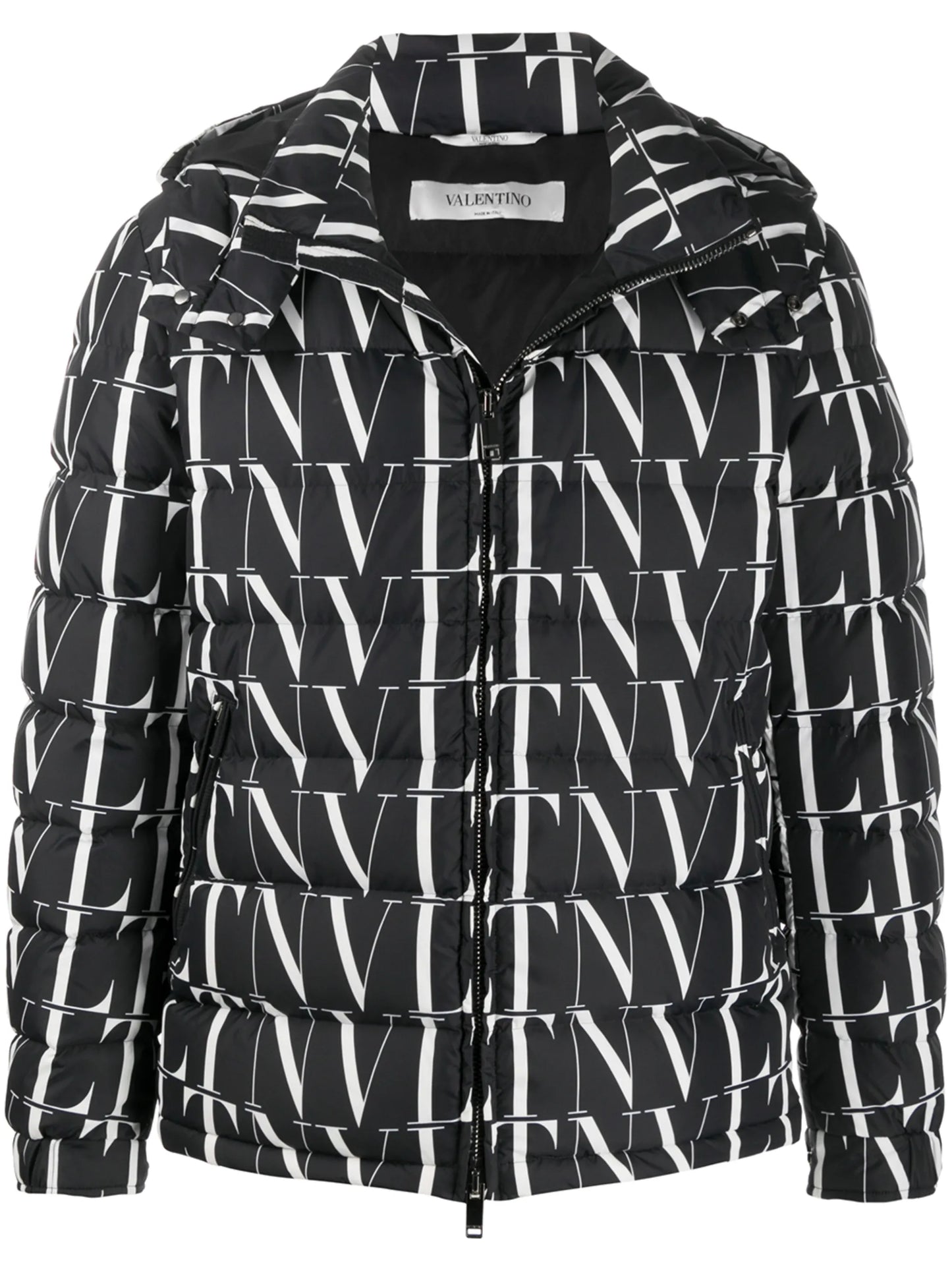 VLTN print hooded down jacket