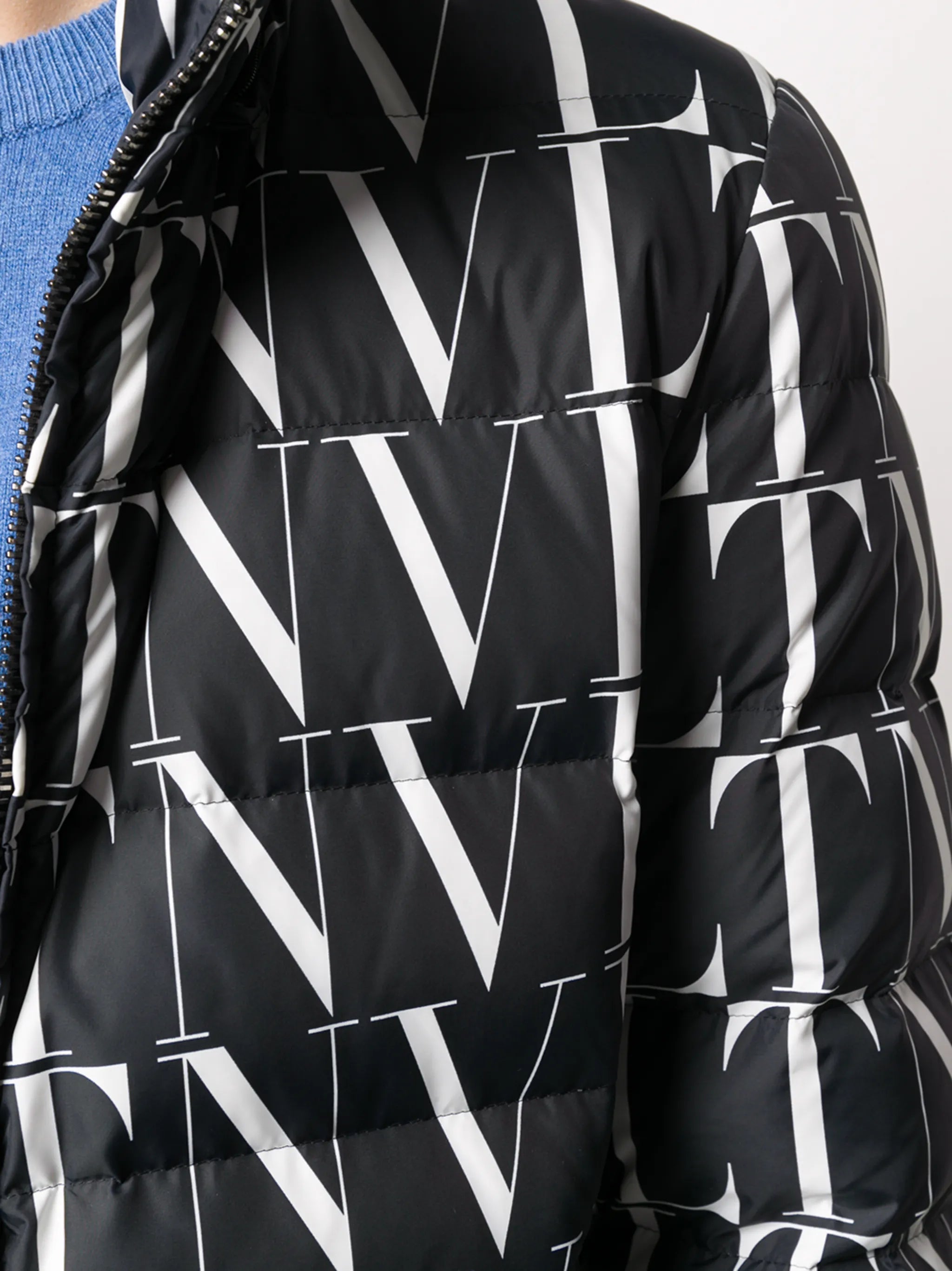 VLTN print hooded down jacket